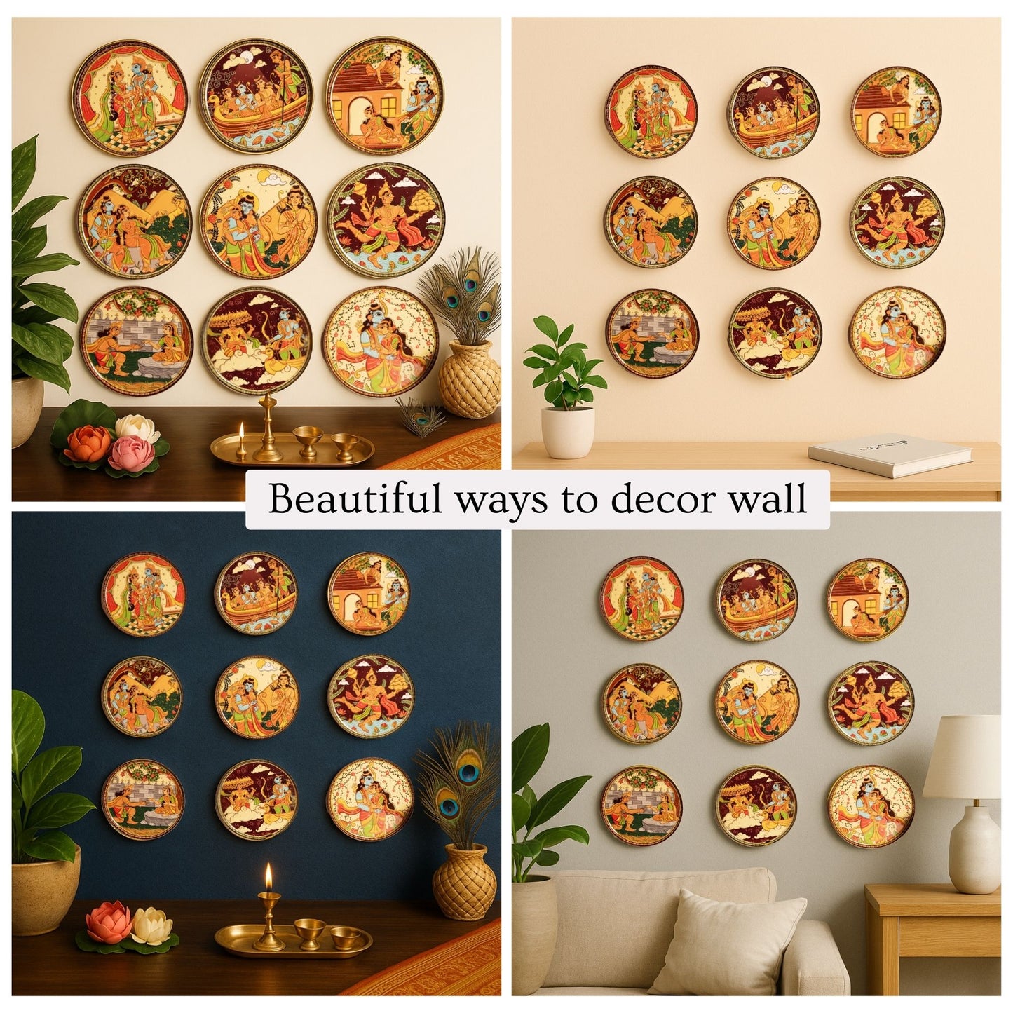 Ramayan Pattachitra Wall Plates -Set of 9