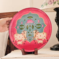Pichwai Single Wall Plate with wooden Stand