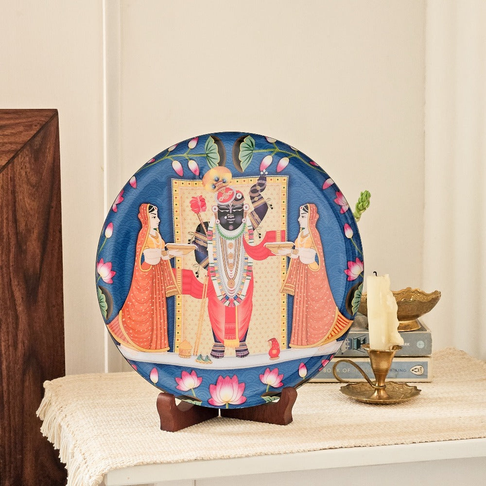 Srinathji Single Wall Plate with wooden stand