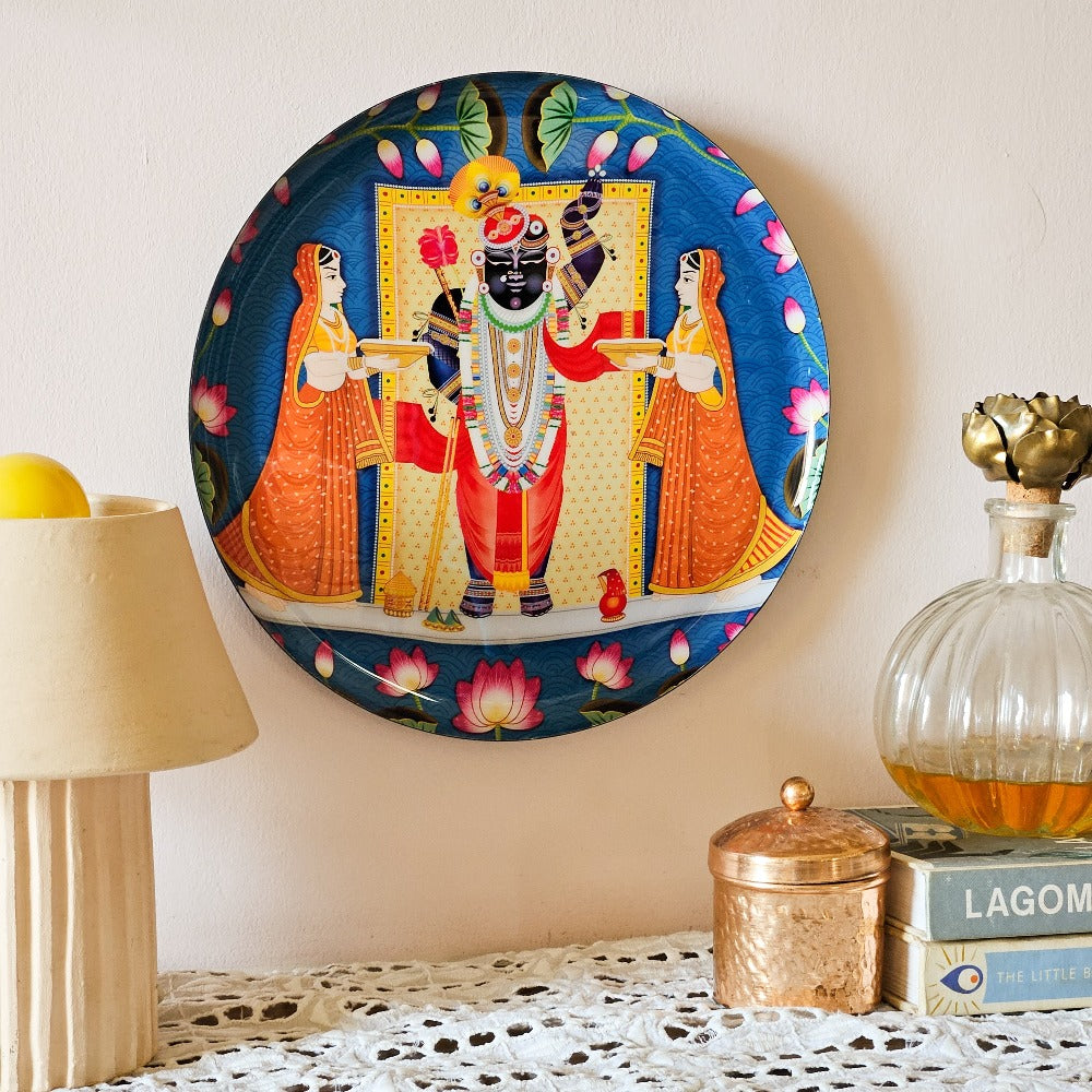Srinathji Single Wall Plate with wooden stand