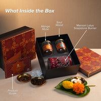 Sugandh Sutra Premium Home Fragrance Kit with Handcarved Natural Soapstone Burner – Set of 2 Bakhoor Blends (45 gm)