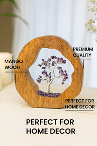 Amethyst Crystal Tree in wooden ring