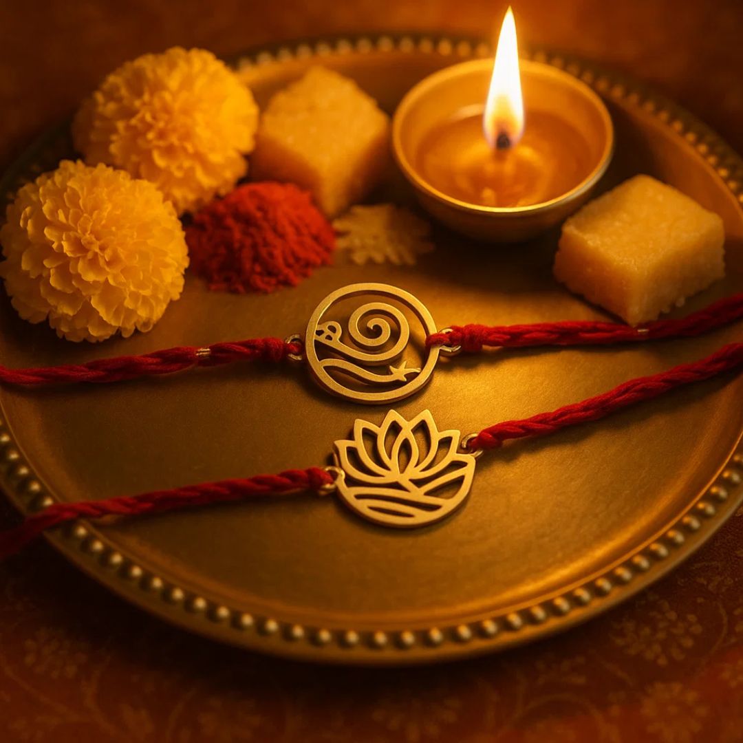 Brass Rakhi Collection Nature Inspired-Rooted in Love – Set of 2