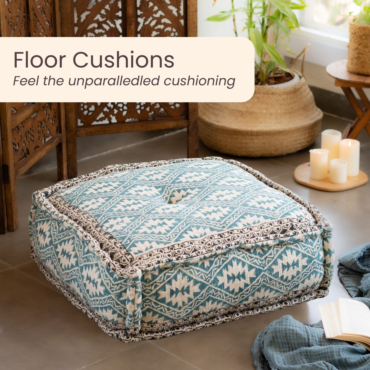 Hand Block Print Square Floor Cushions