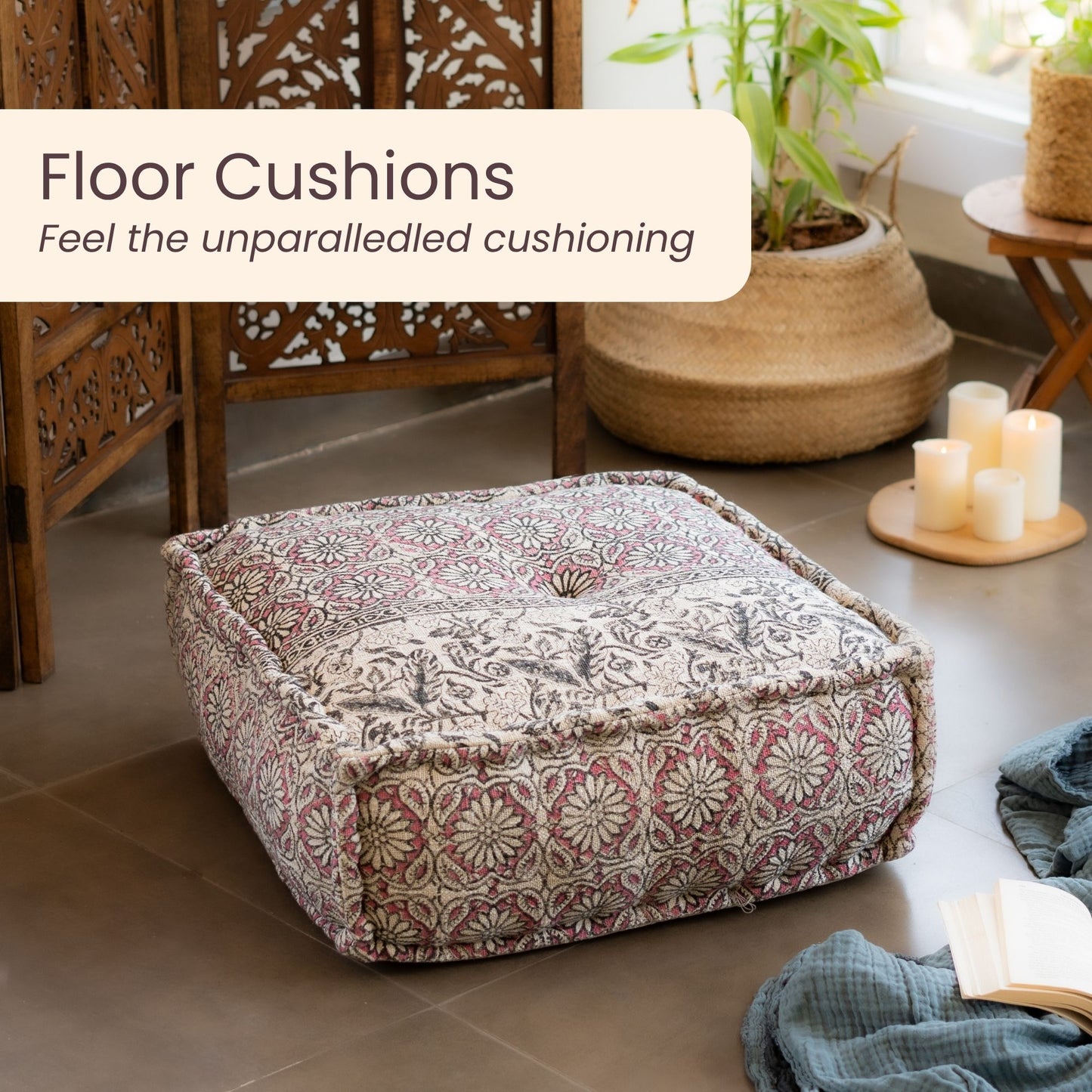 Hand Block Print Square Floor Cushions