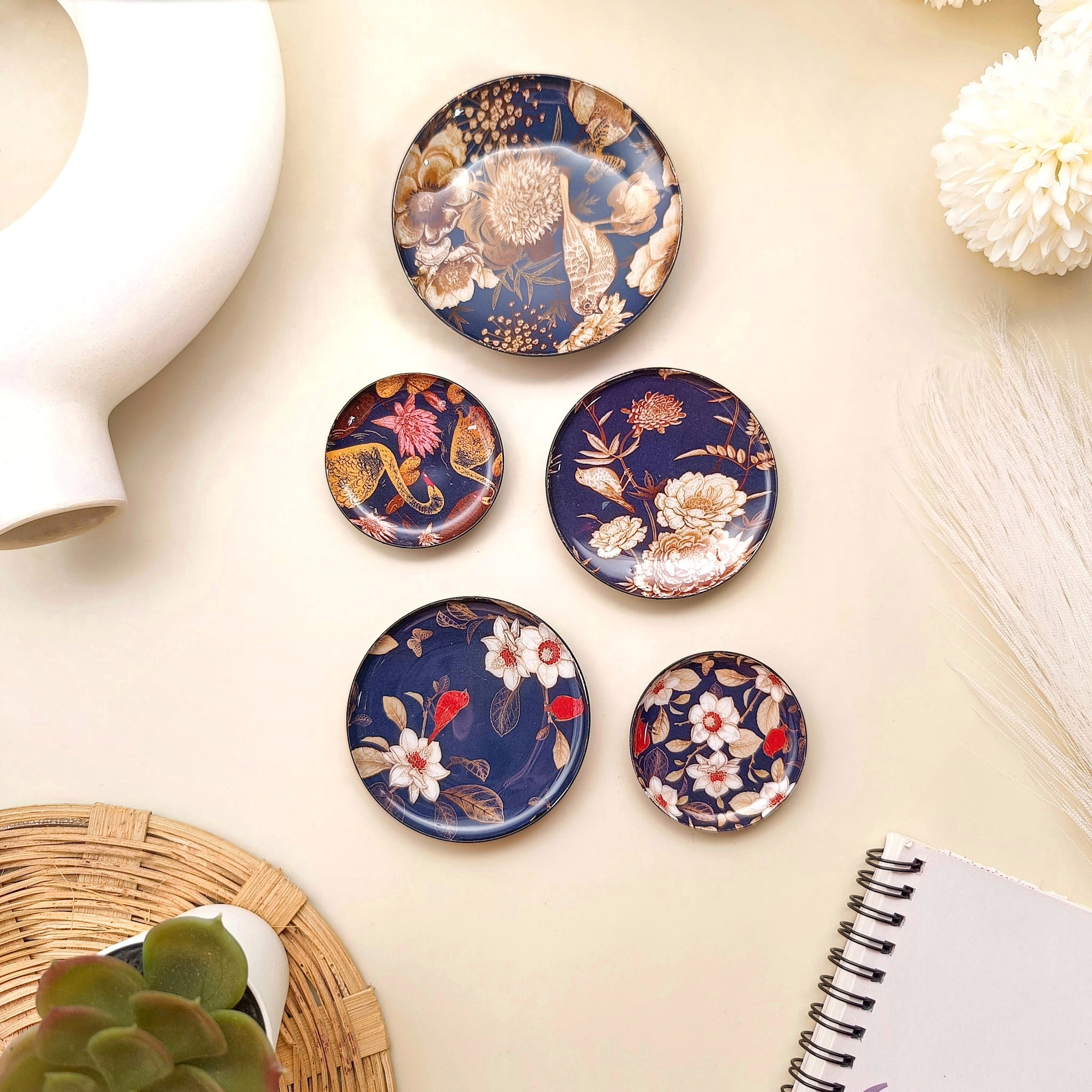 Oriental Blooms Fridge Magnets- Set of 5