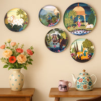 Dwarka Pichwai Wall Plates- Set of 5