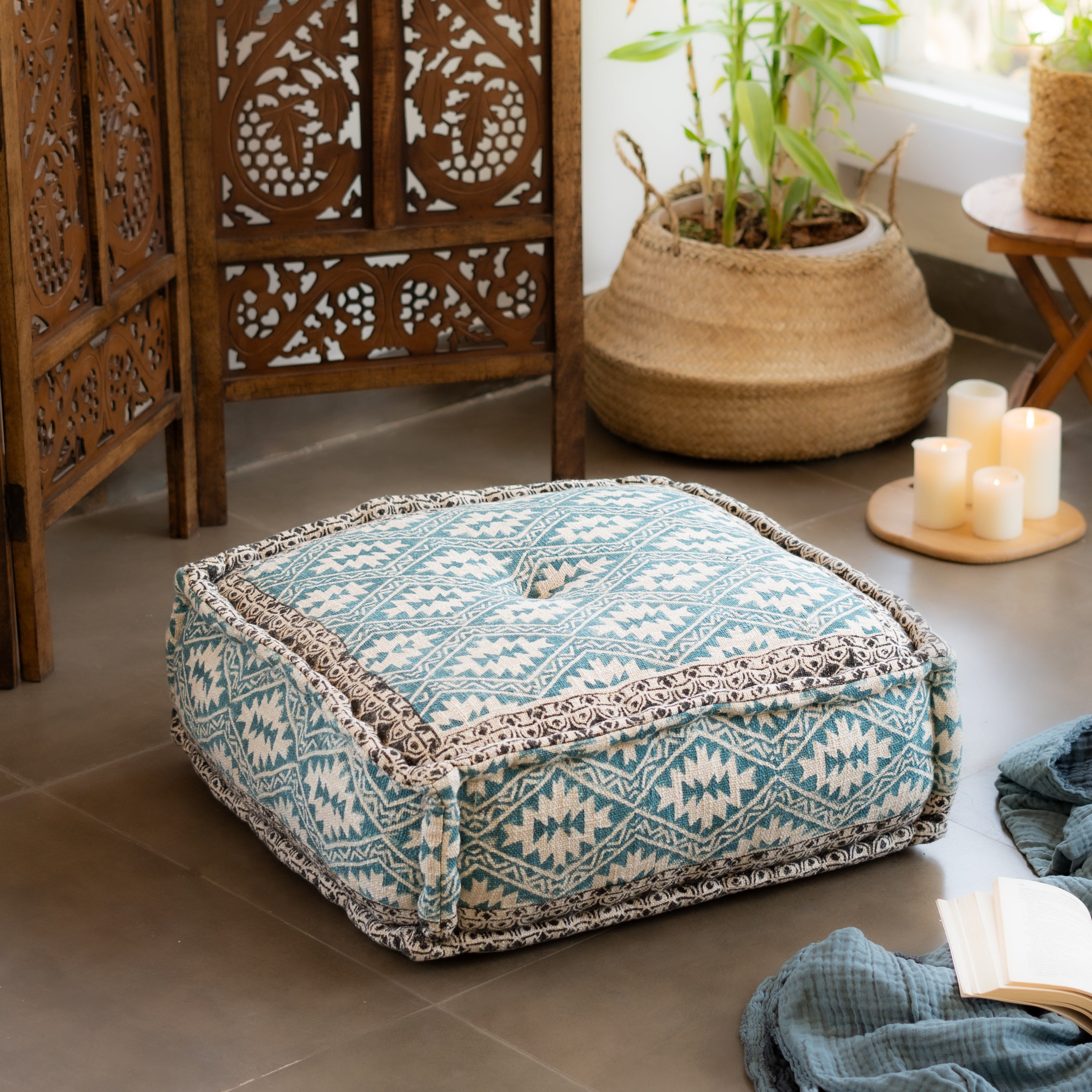 Hand Block Print Square Floor Cushions