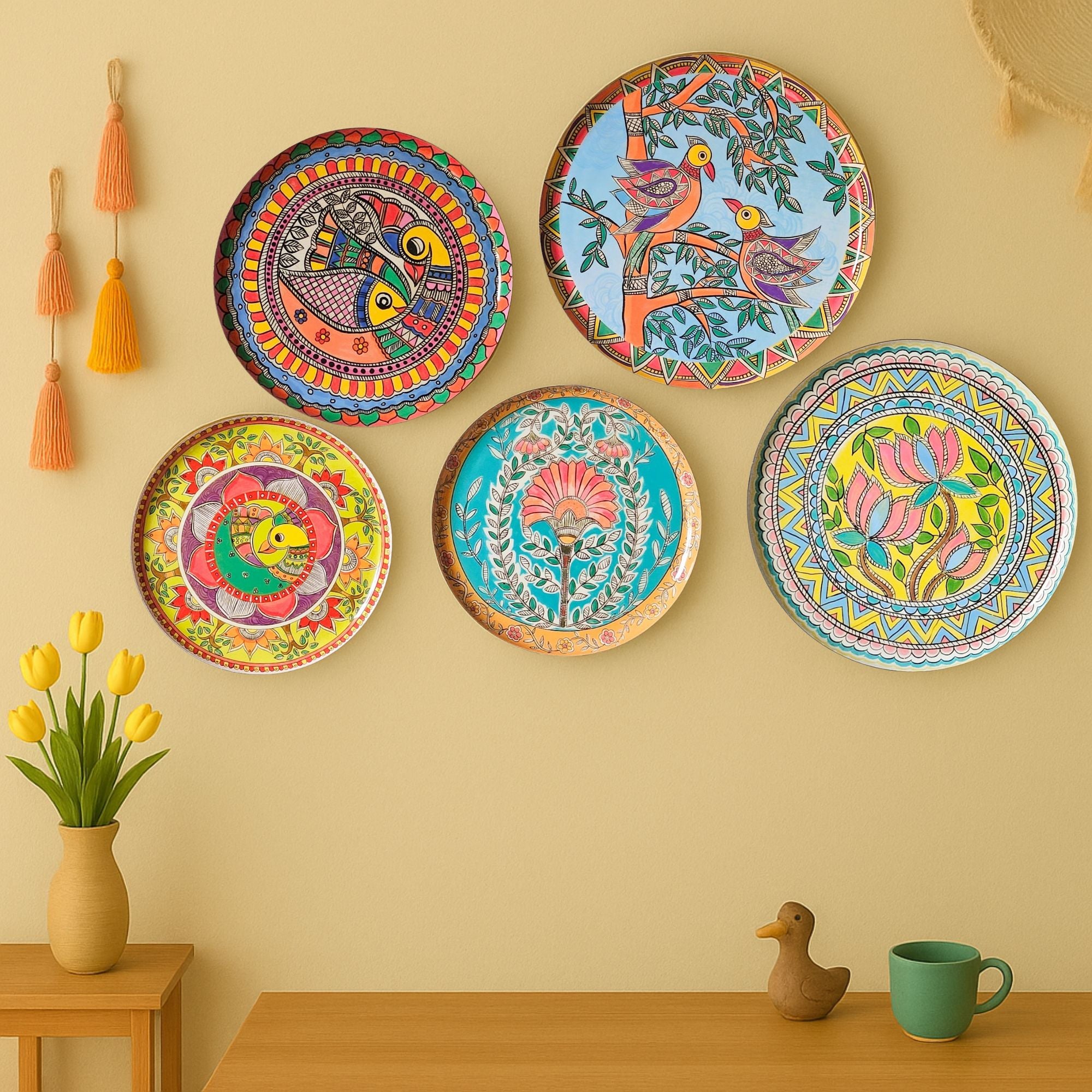 Madhubani Wall Plates- Set of 5