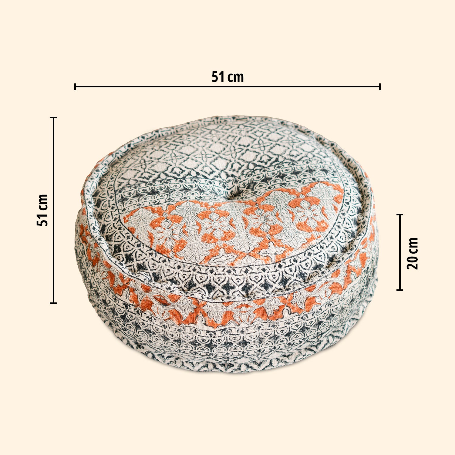 Hand Block Print Round Floor Cushions