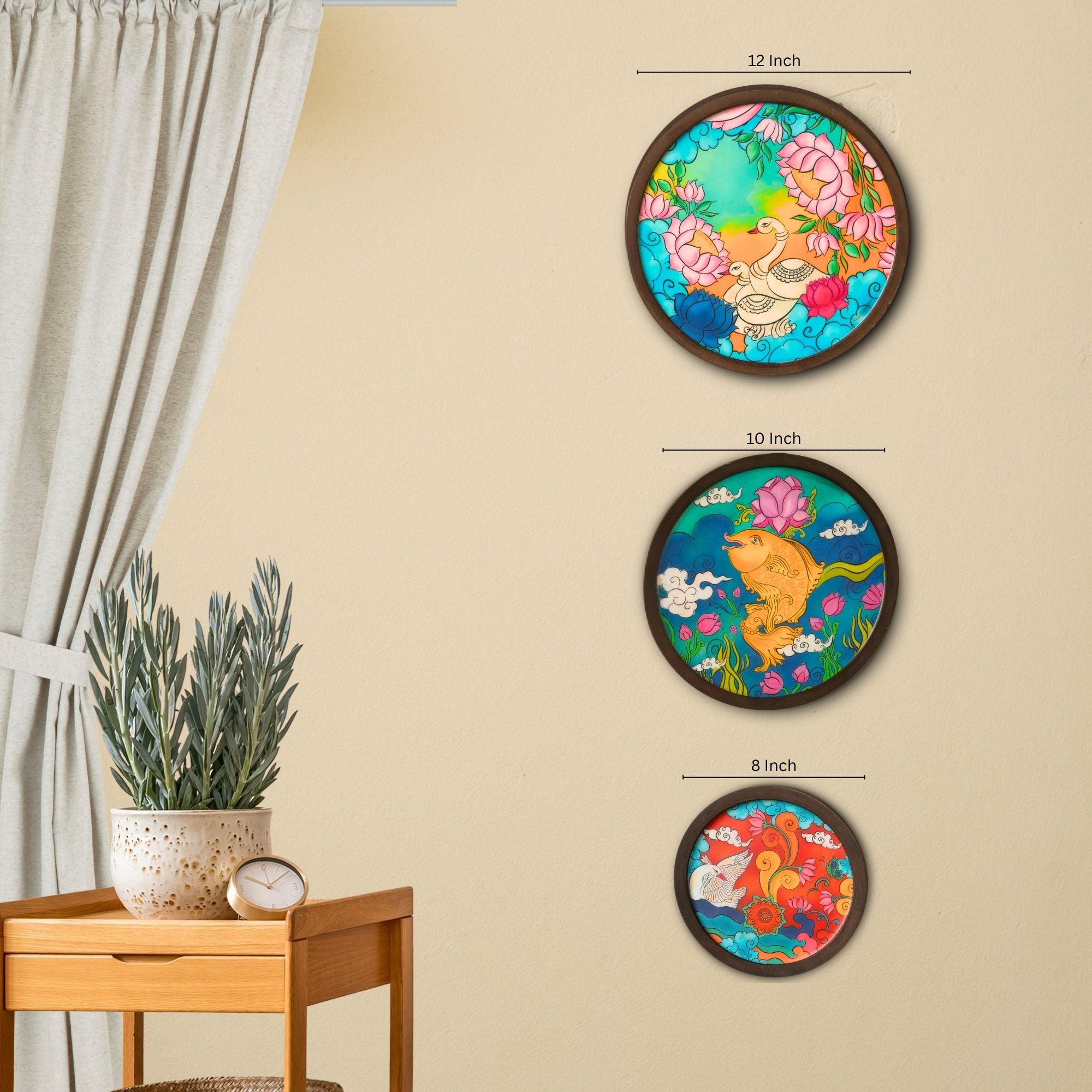Kerala Mural Wall Plates - Set of 3