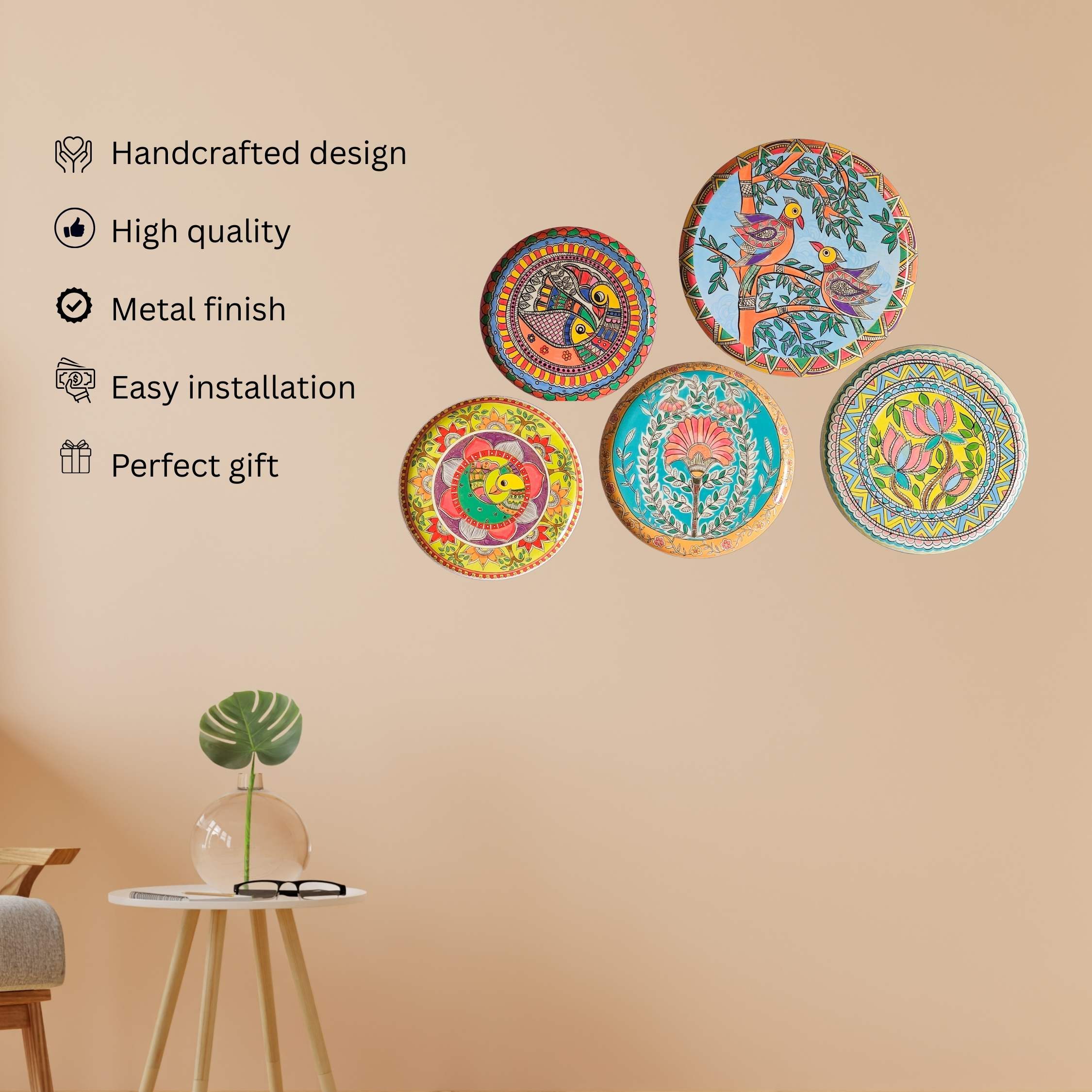Madhubani Wall Plates- Set of 5