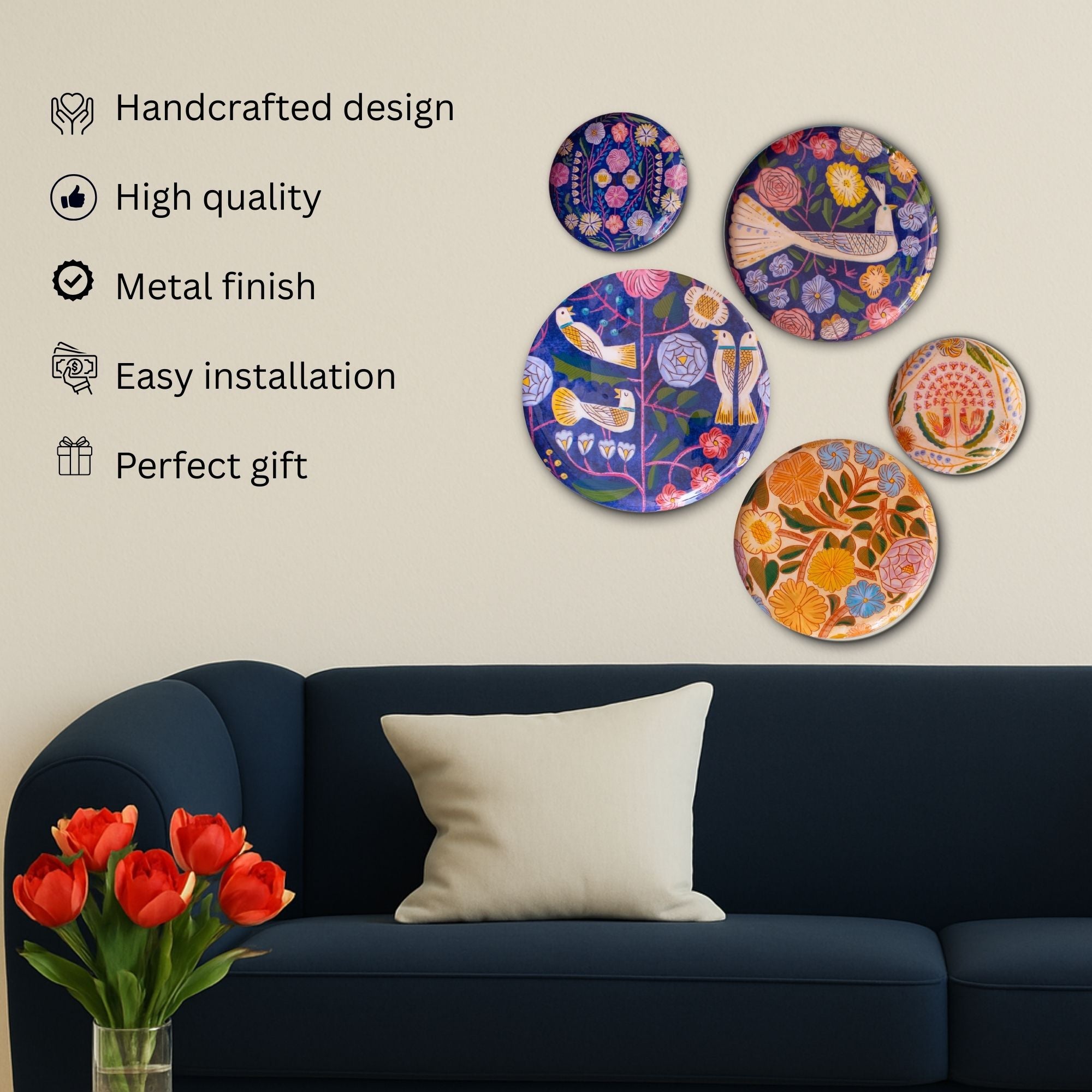 Kashmiri Wall Plates- Set of 5