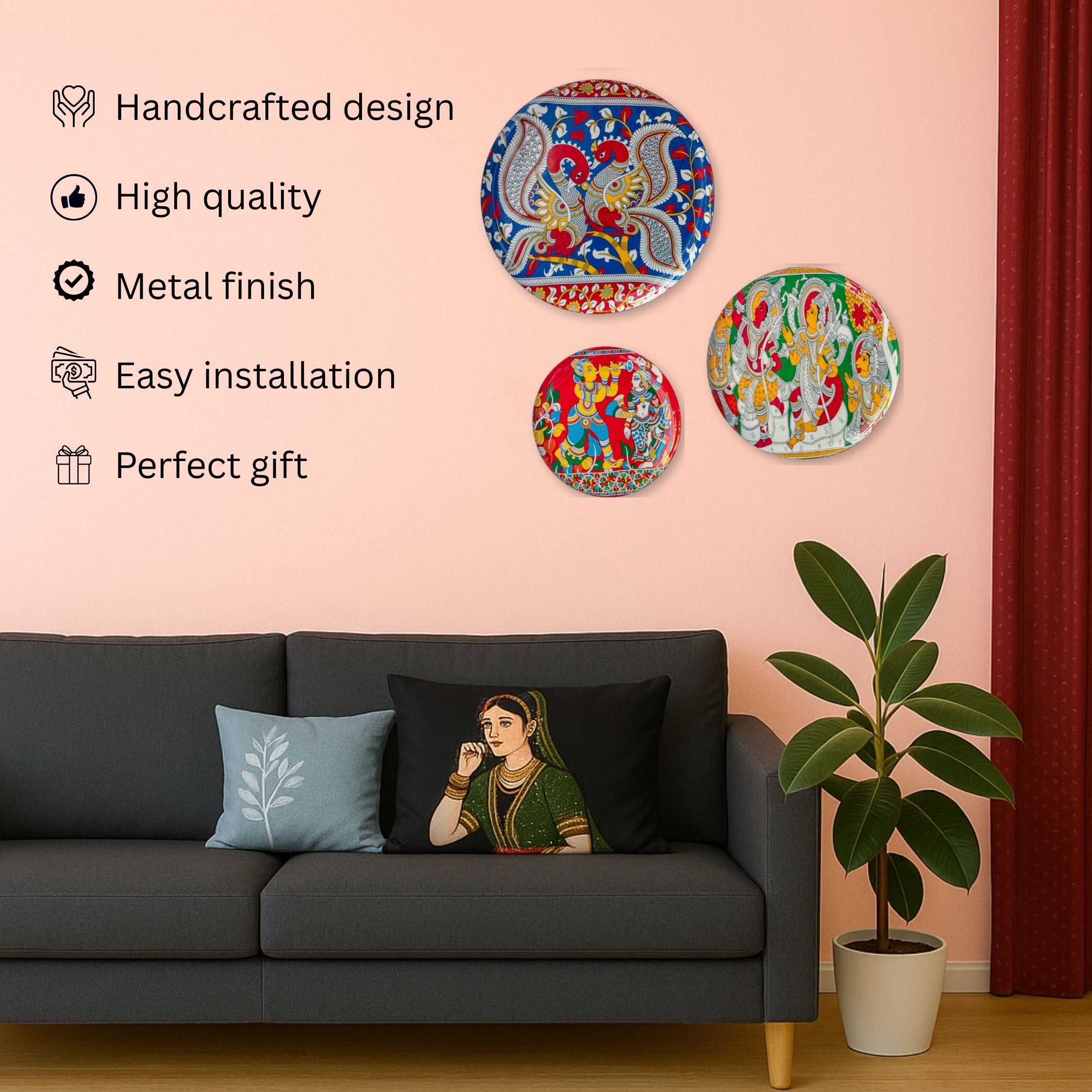 Kalamkari Wall Plates- Set of 3