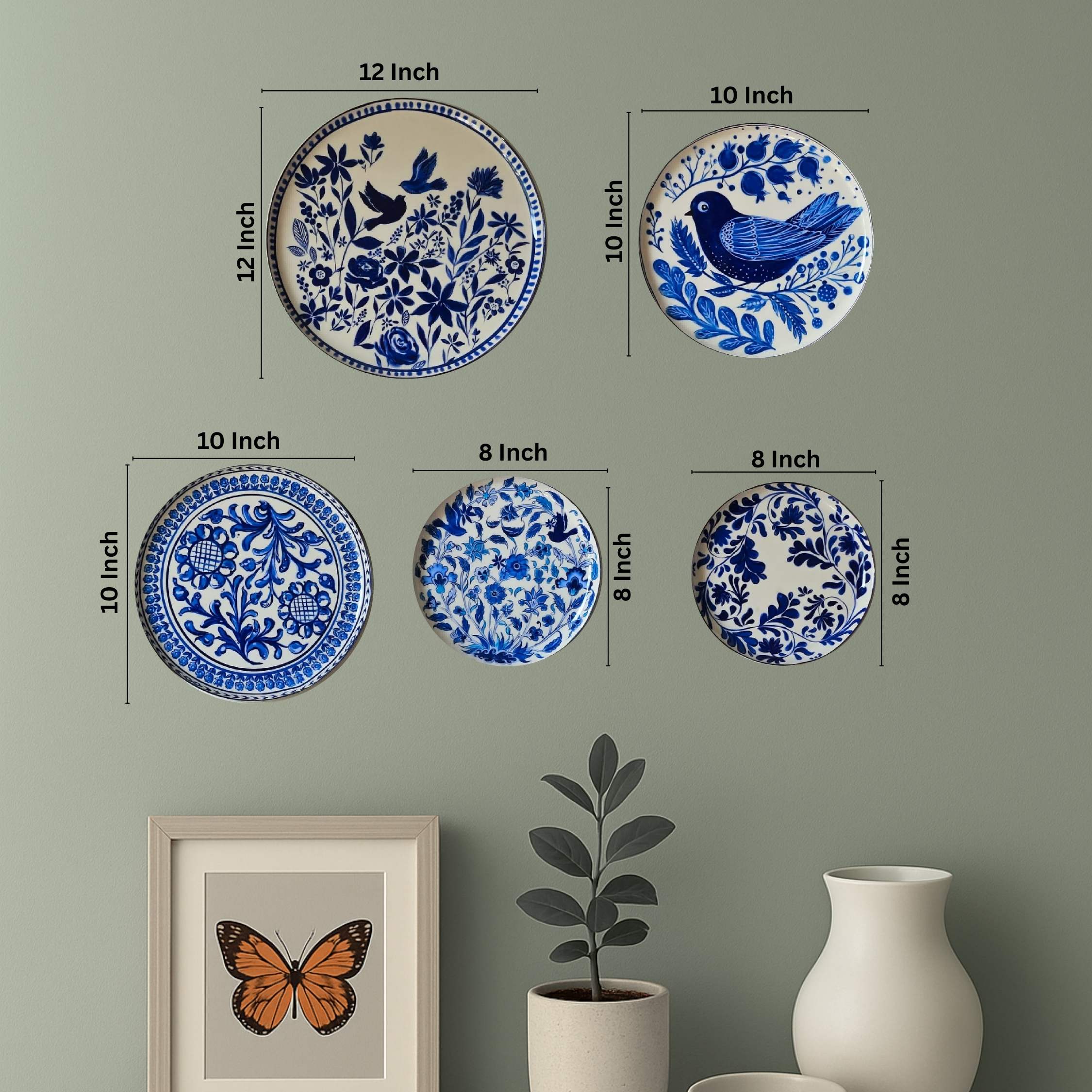 Holland Delft Art Wall Plates- Set of 5