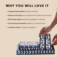Artistic Bakhoor Set with Incense Holder, Storage and Multipurpose tray - Indigo