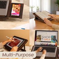 Premium Wooden Laptop Stand with Mobile Phone Tray