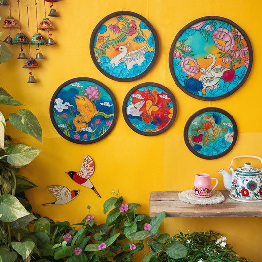 Kerala Mural Wall Plates - Set of 5