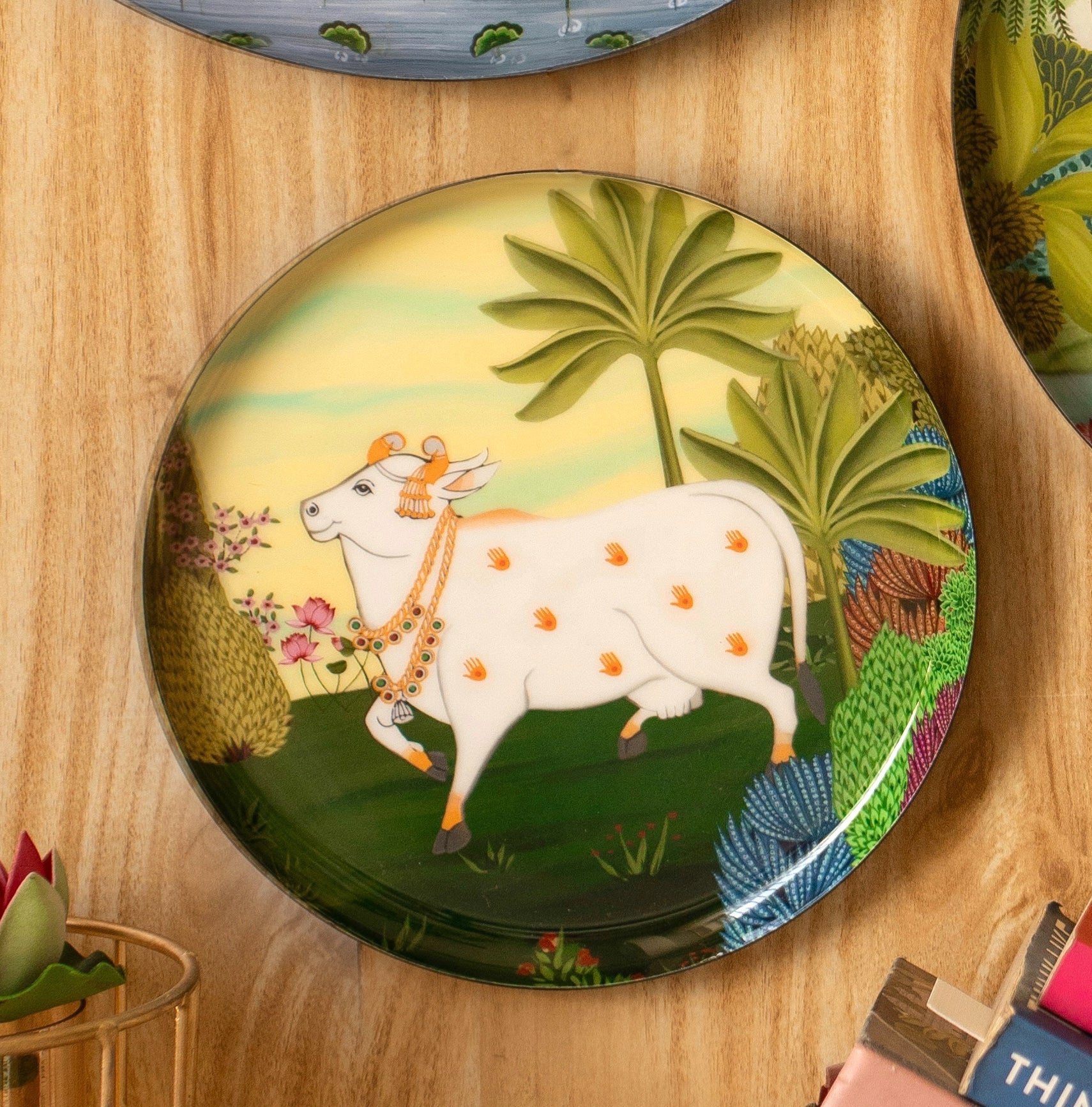 Dwarka Pichwai Wall Plates- Set of 3