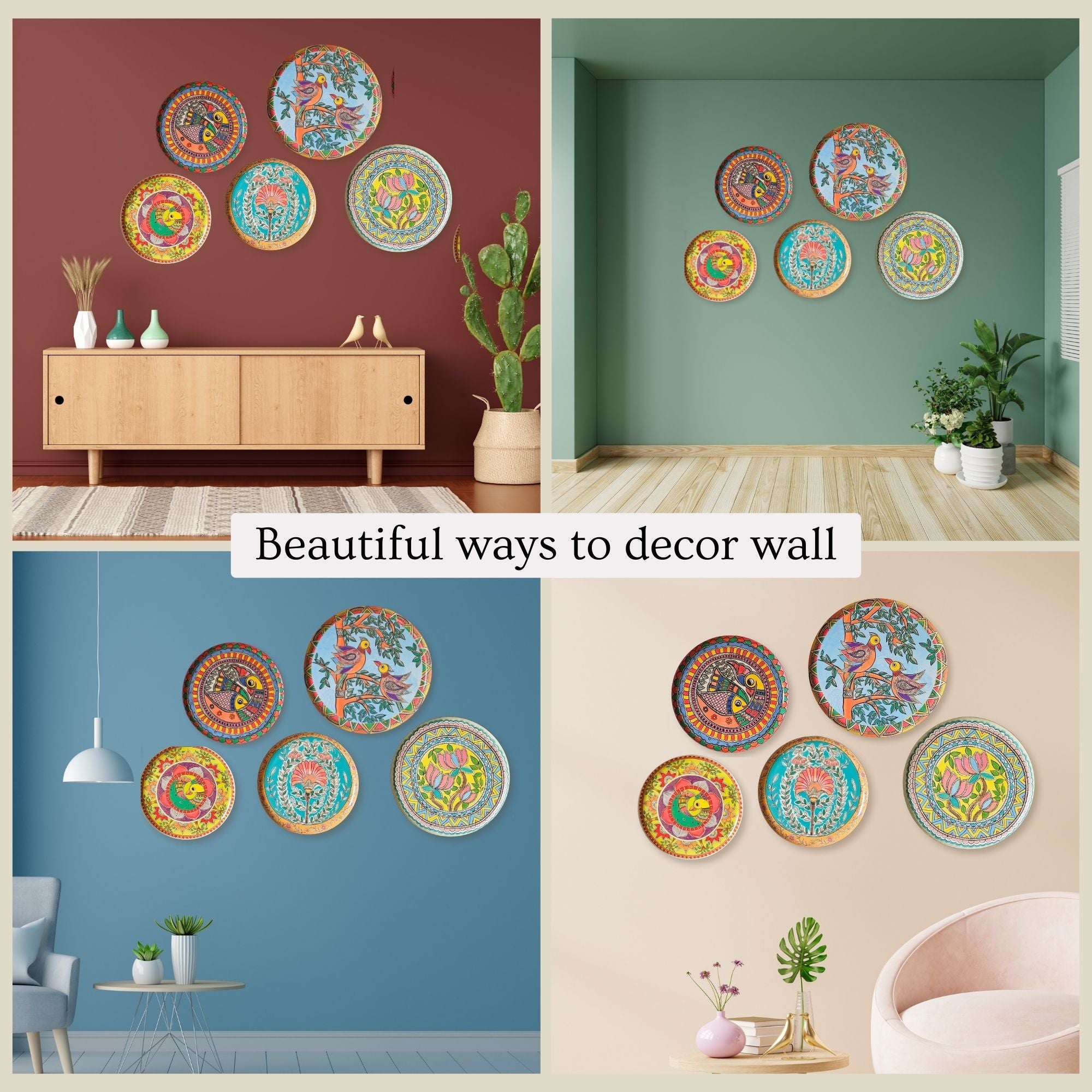 Madhubani Wall Plates- Set of 5