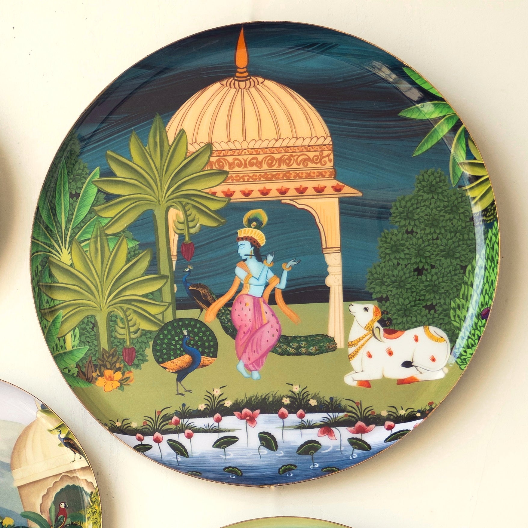 Dwarka Pichwai Wall Plates- Set of 3