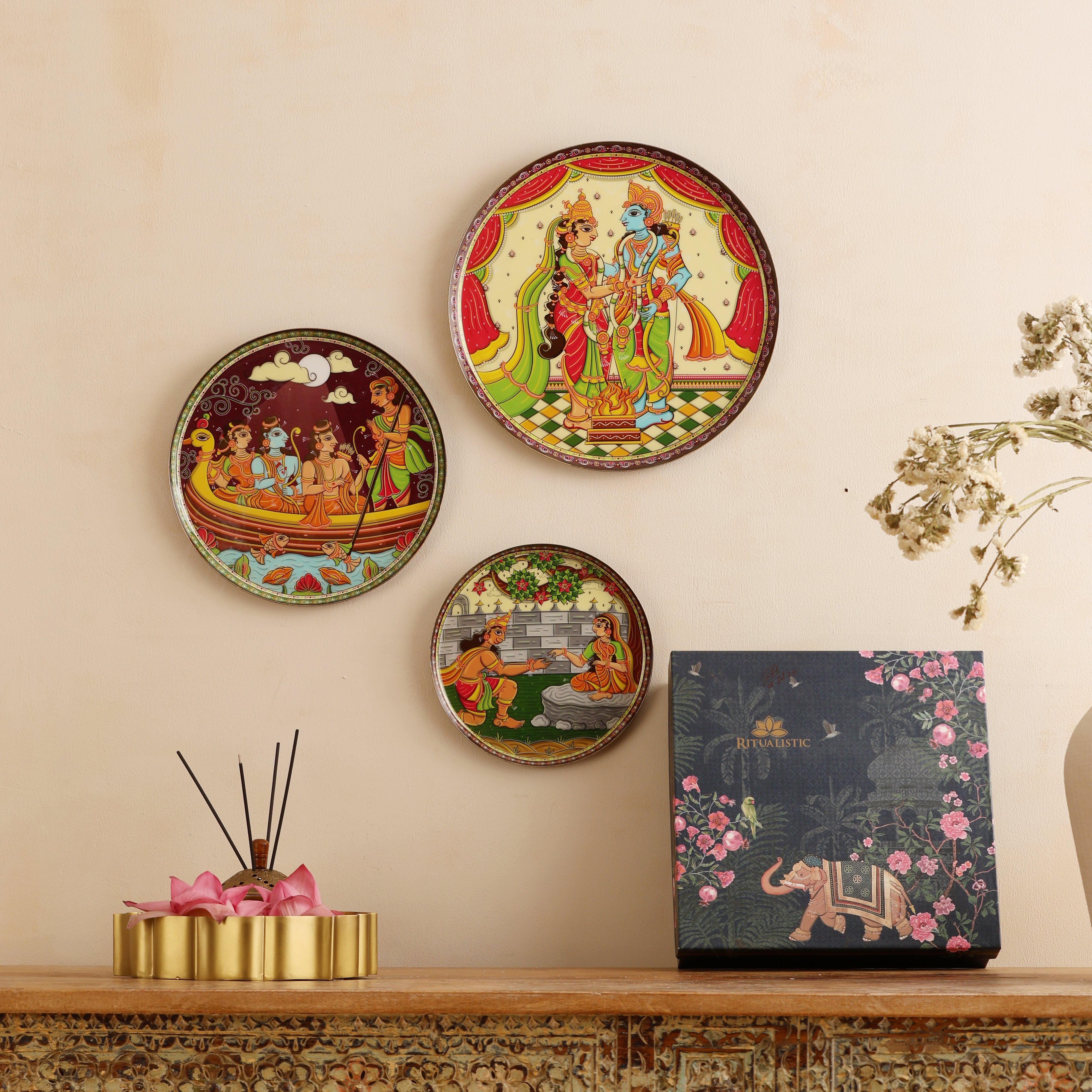 Ramayan Bengal Pattachitra Wall Plates -Set of 3