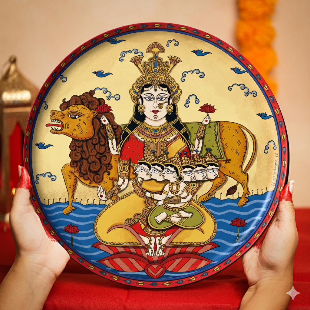 Navdurga Navratri Mata ni Pachhedi Wall Plates - Set of 9