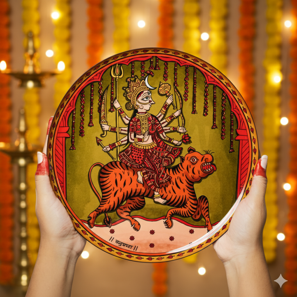 Navdurga Navratri Mata ni Pachhedi Wall Plates - Set of 9