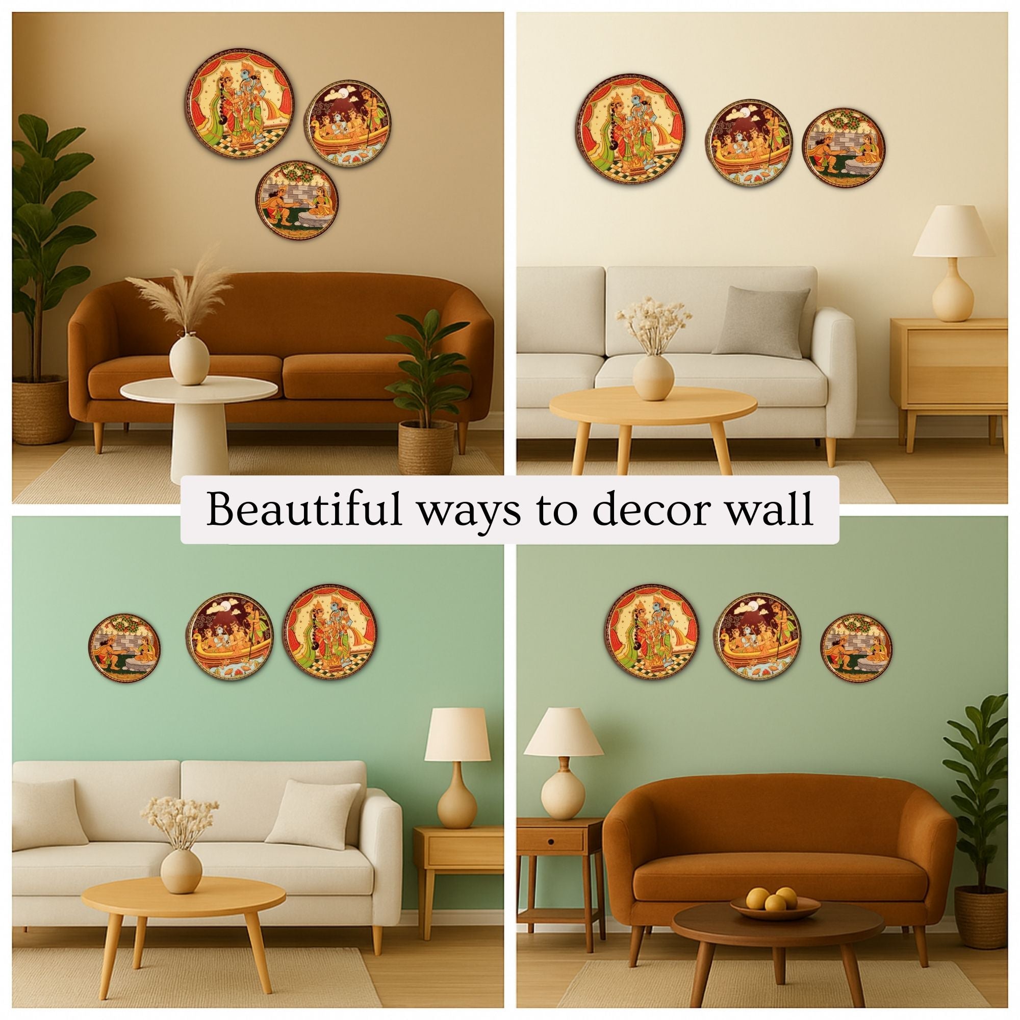 Ramayan Bengal Pattachitra Wall Plates -Set of 3