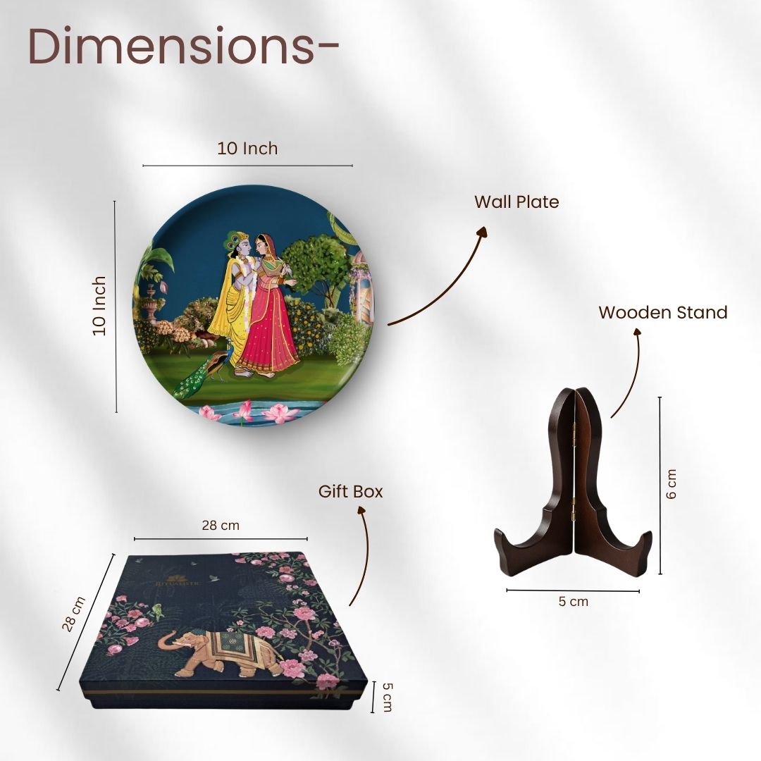 Radha-Krishna Wall Plate with Wooden Stand