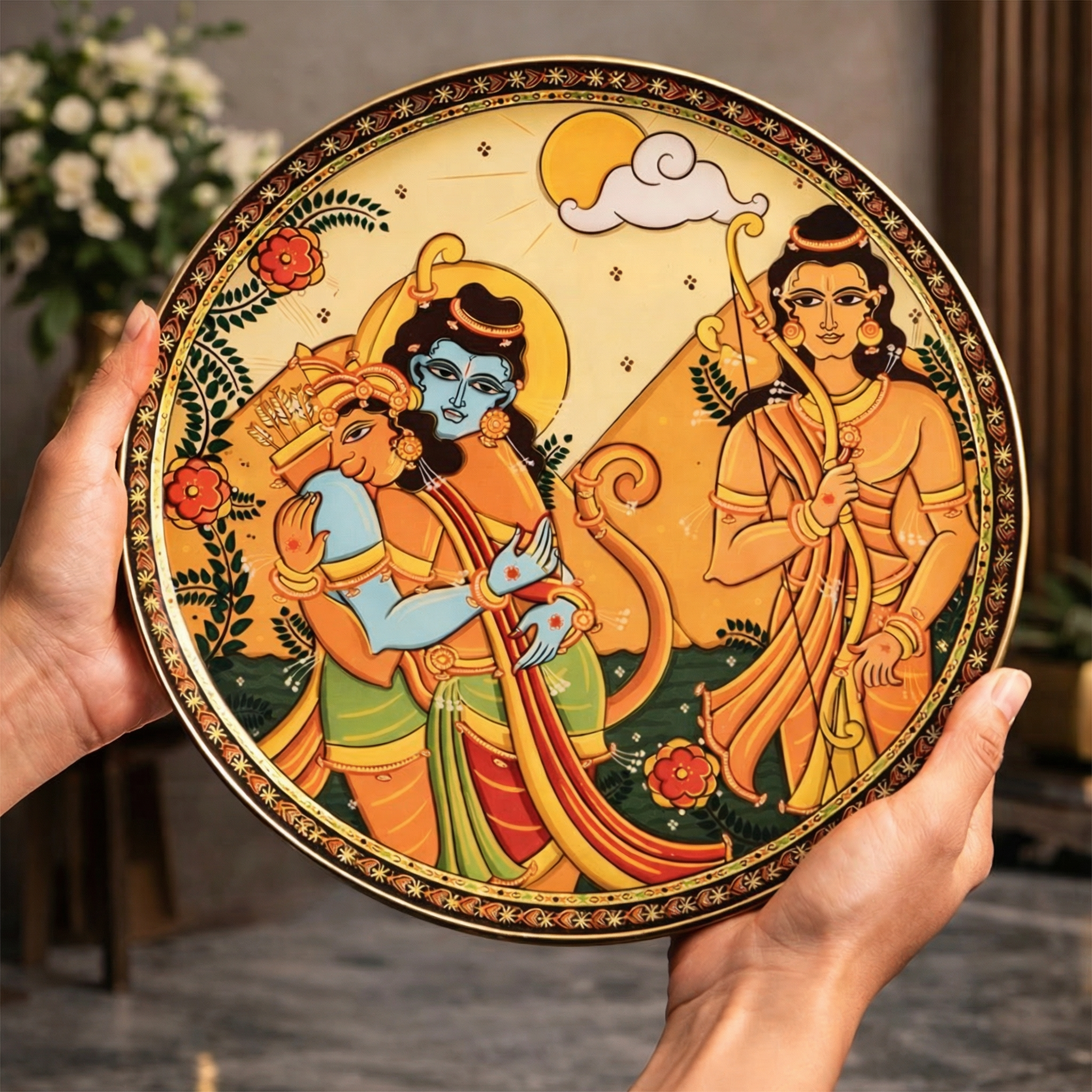 Ramayan Bengal Pattachitra Wall Plates -Set of 9