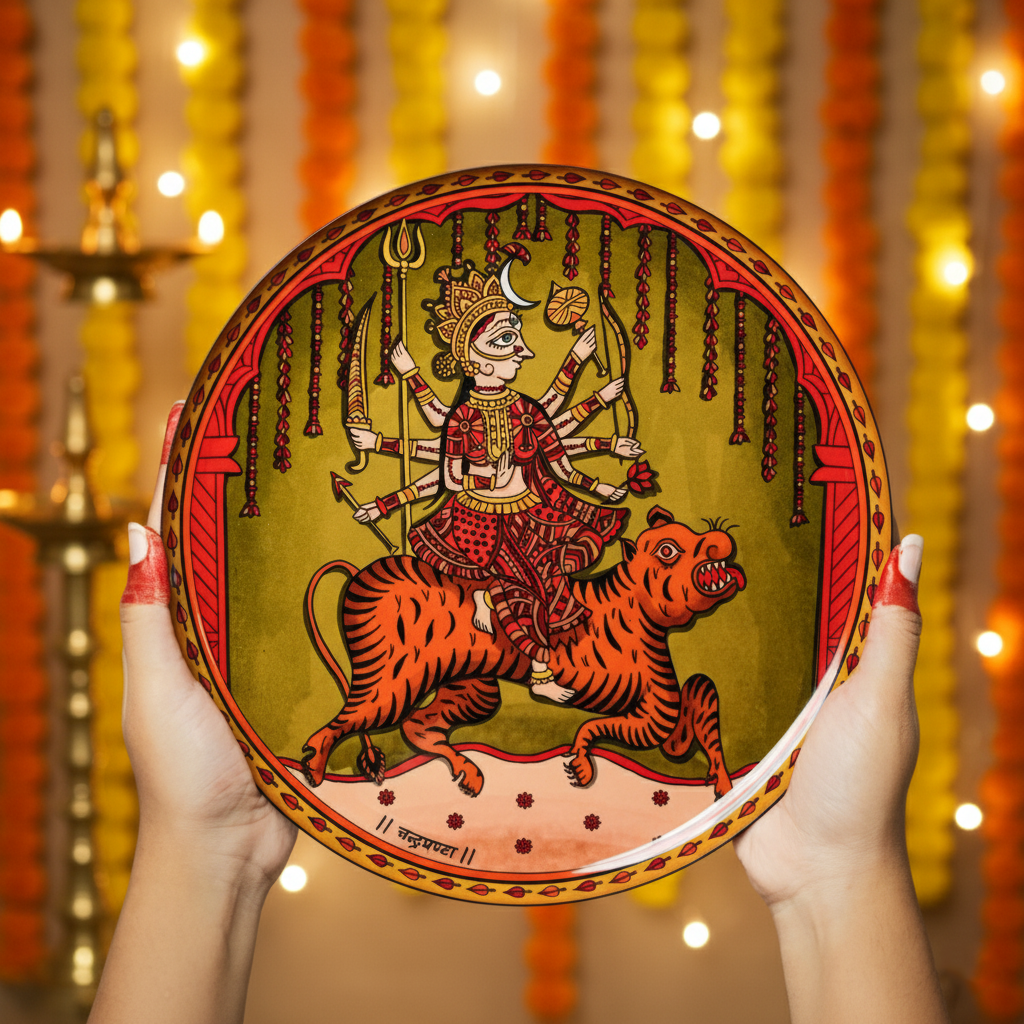 Navdurga Navratri Mata ni Pachhedi Wall Plates - Set of 9