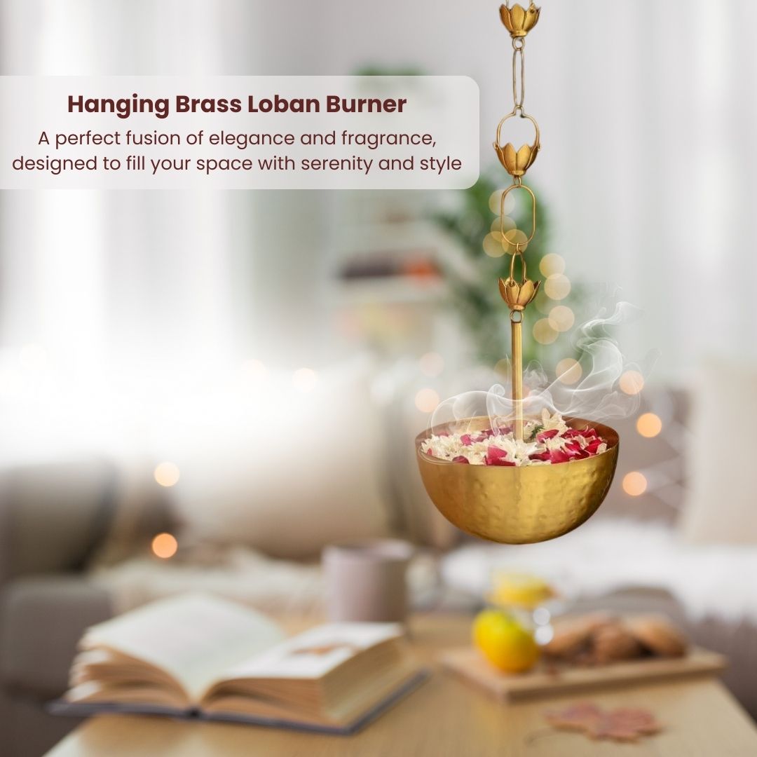 Ritualistic Brass Plated Hanging Loban | Dhoop Dani | Dhuni