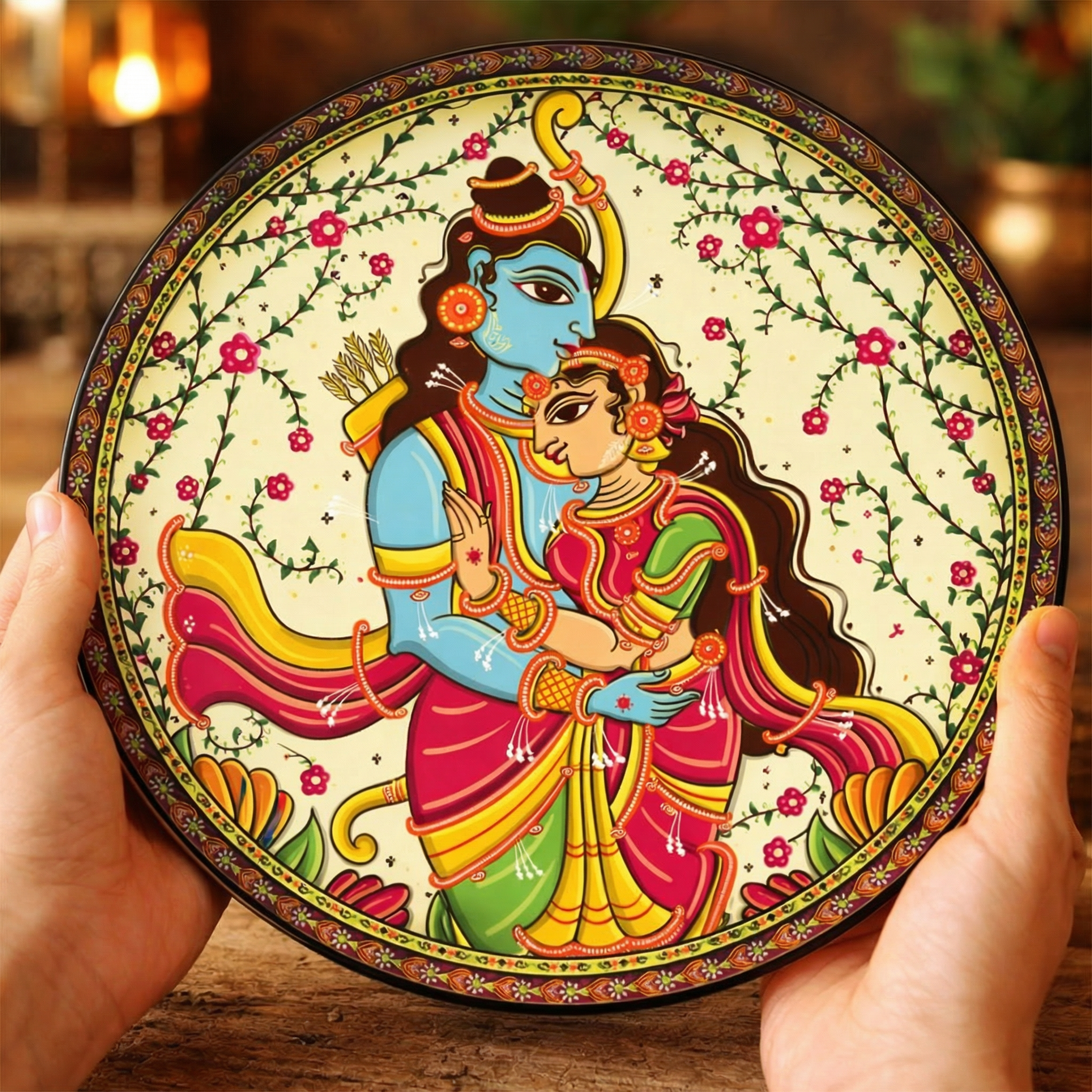 Ramayan Bengal Pattachitra Wall Plates -Set of 9