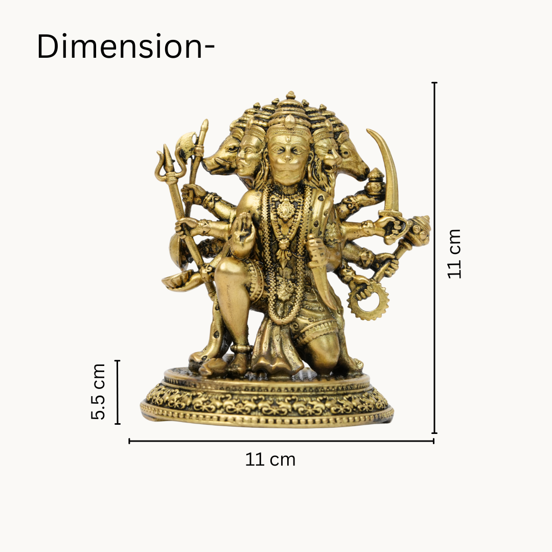Brass Panchmukhi Hanuman Idol – Lord Hanuman- for Car Dashboard