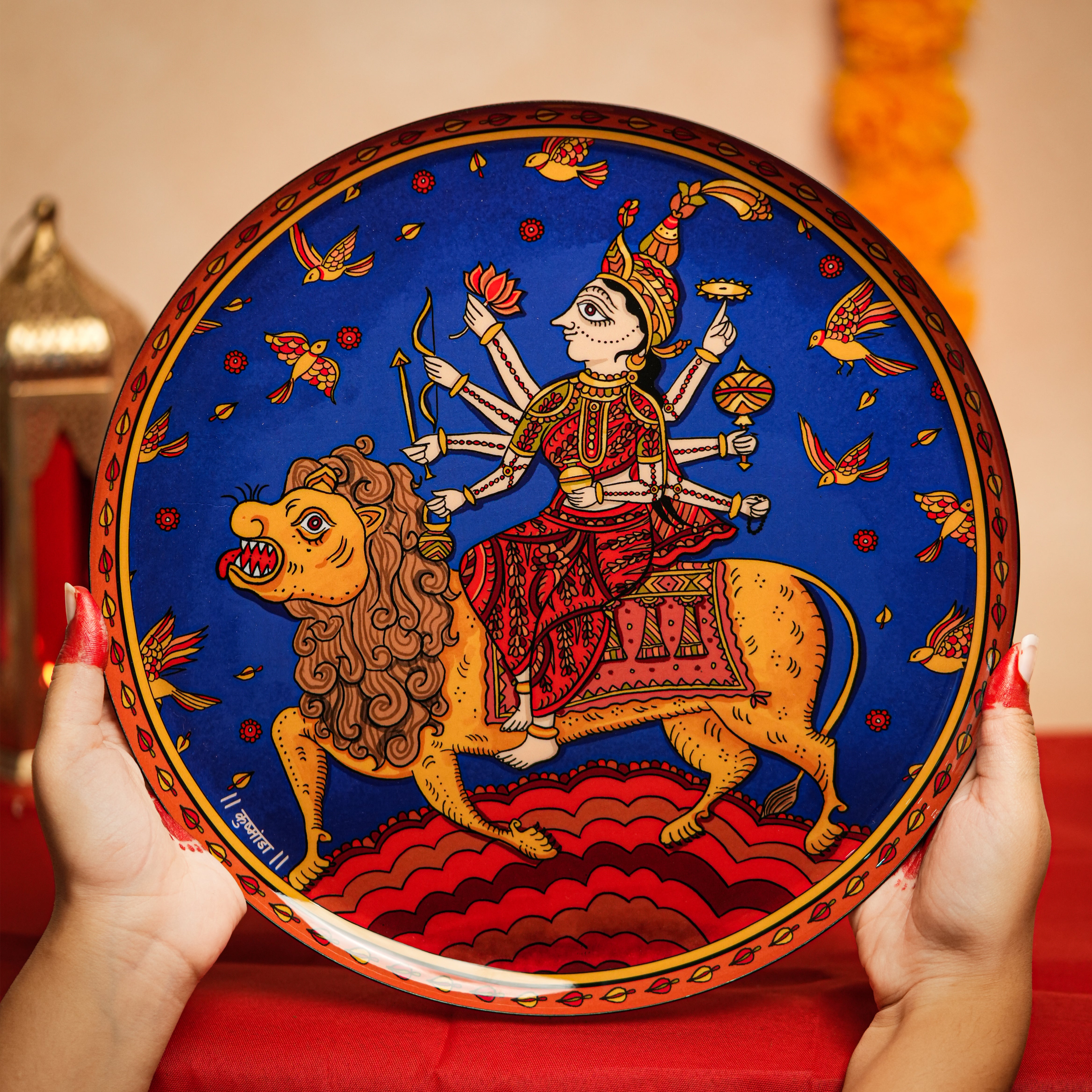 Navdurga Navratri Mata ni Pachhedi Wall Plates - Set of 9