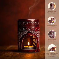 Neerja Maroon Hand Carved Lotus Soapstone Burner Diffuser
