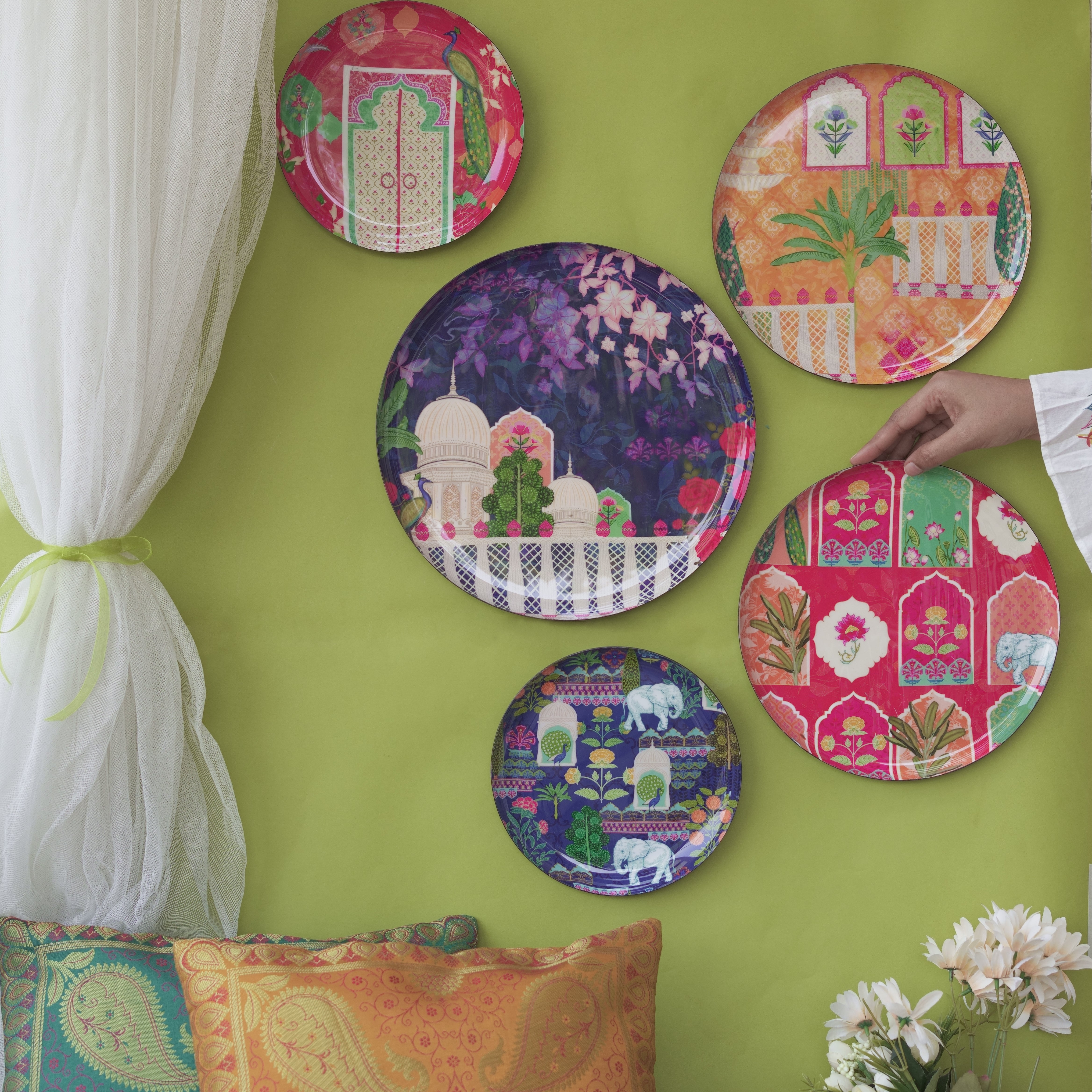 Vintage India Wall Plates - Set of 5
