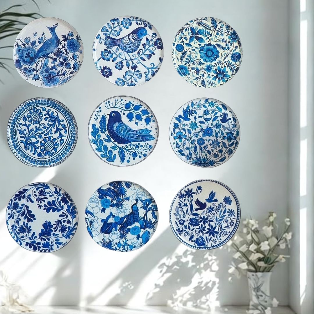 Holland Delft Art Wall Plates- Set of 9