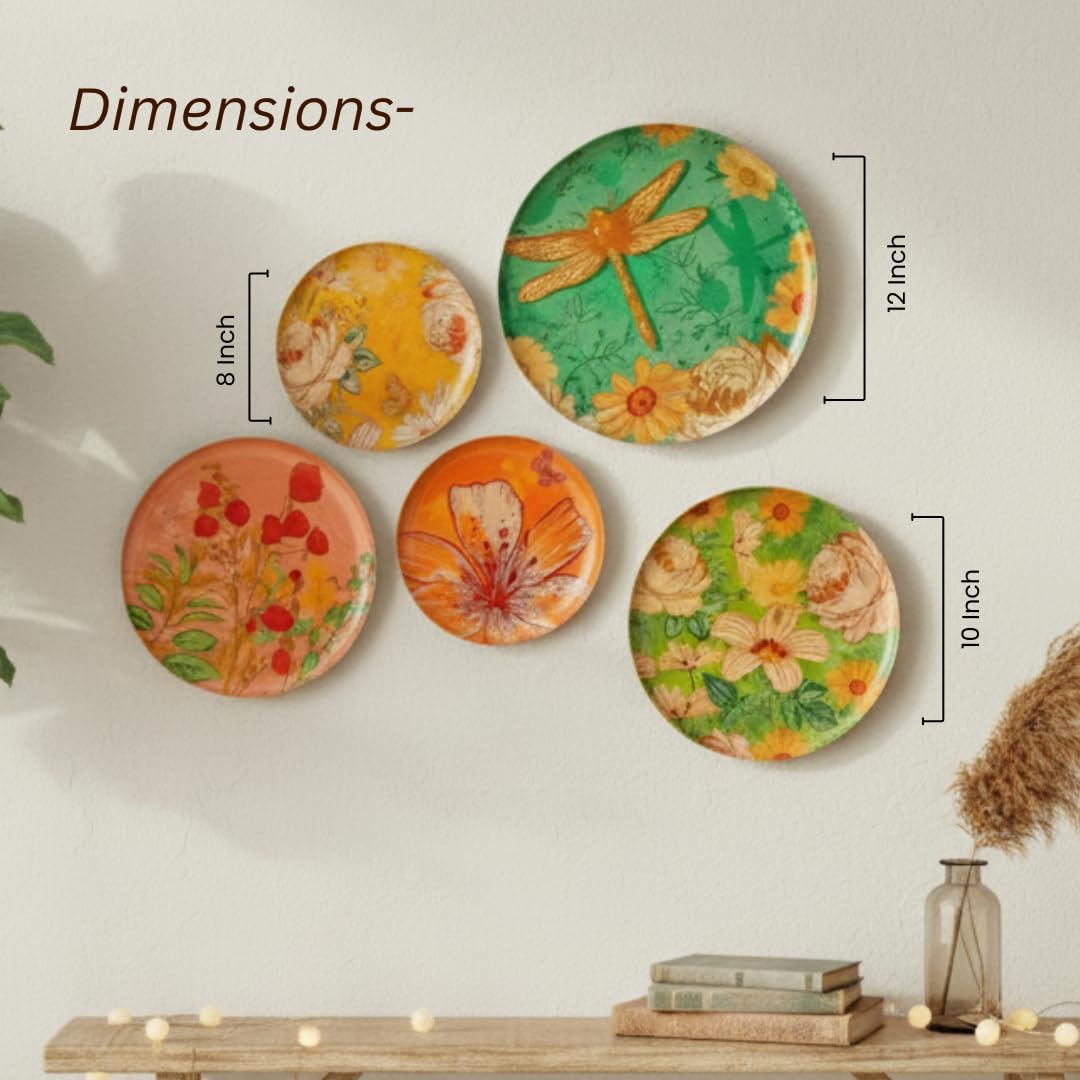 Pastel Blooms Wall Plates-Set of 5