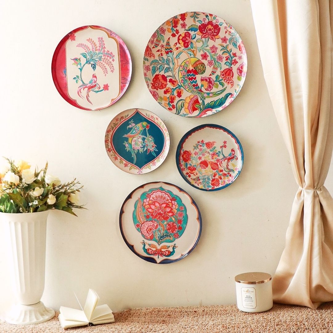 Birds of Paradise Wall Plates- Set of 5