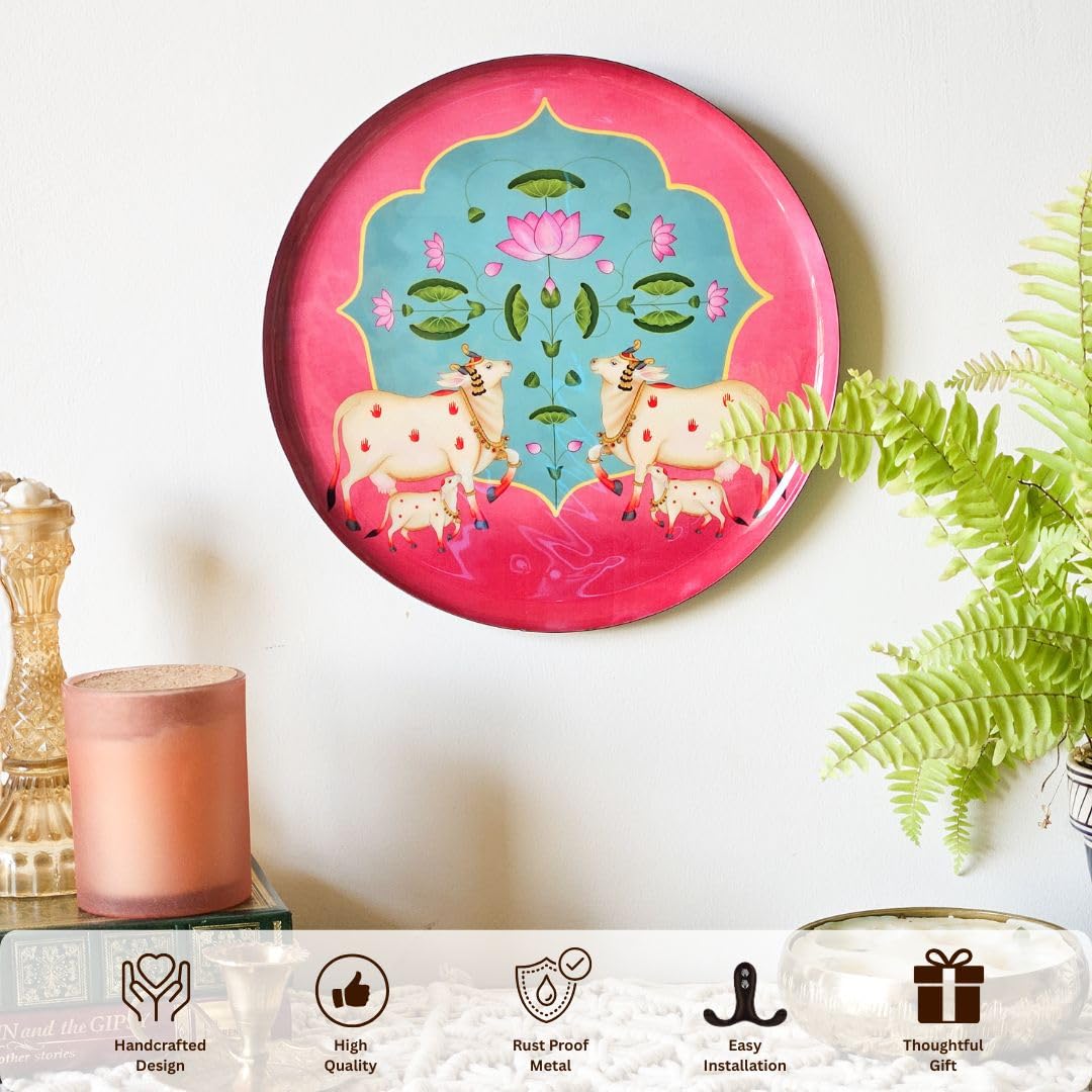 Pichwai Single Wall Plate with wooden Stand