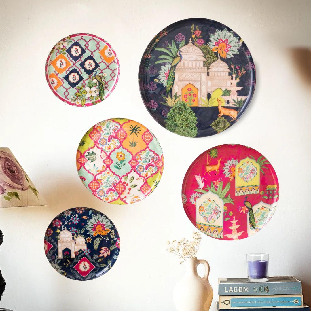 Ajmer Floral Wall Plates- Set of 5