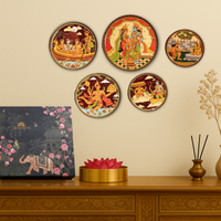 Ramayan Bengal Pattachitra Wall Plates - Set of 5