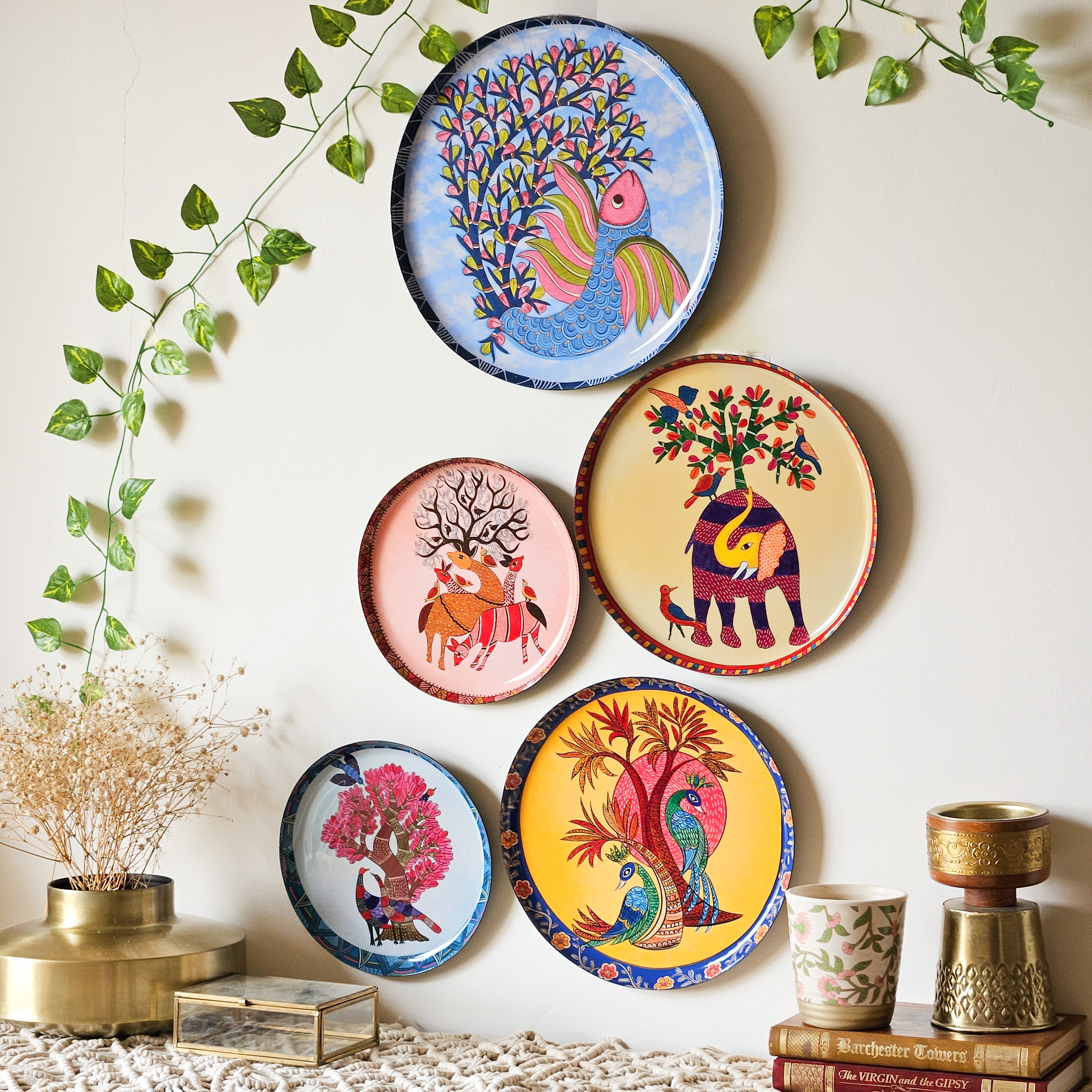 Gondh Art Wall Plates - Set of 5