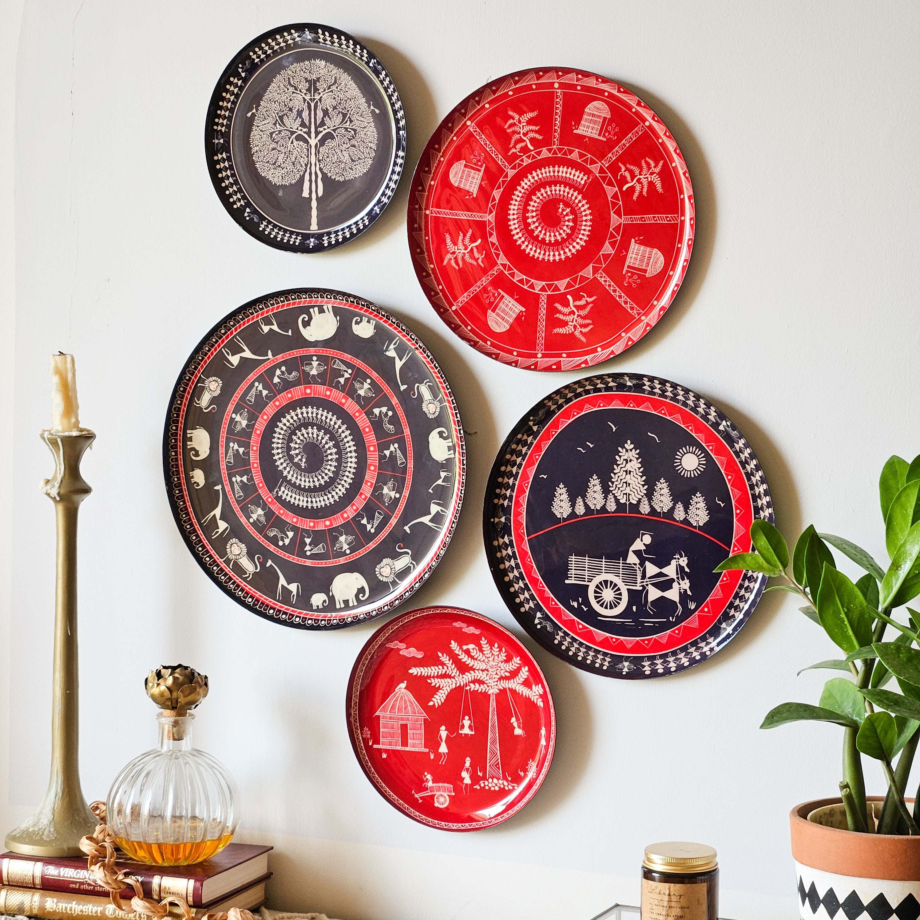 Warli Wall Plates - Set of 5