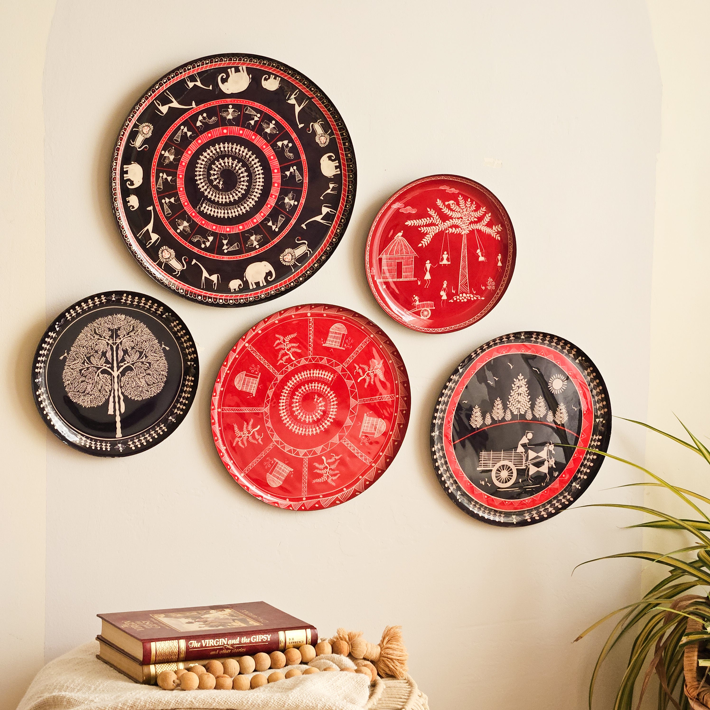 Warli Wall Plates - Set of 5
