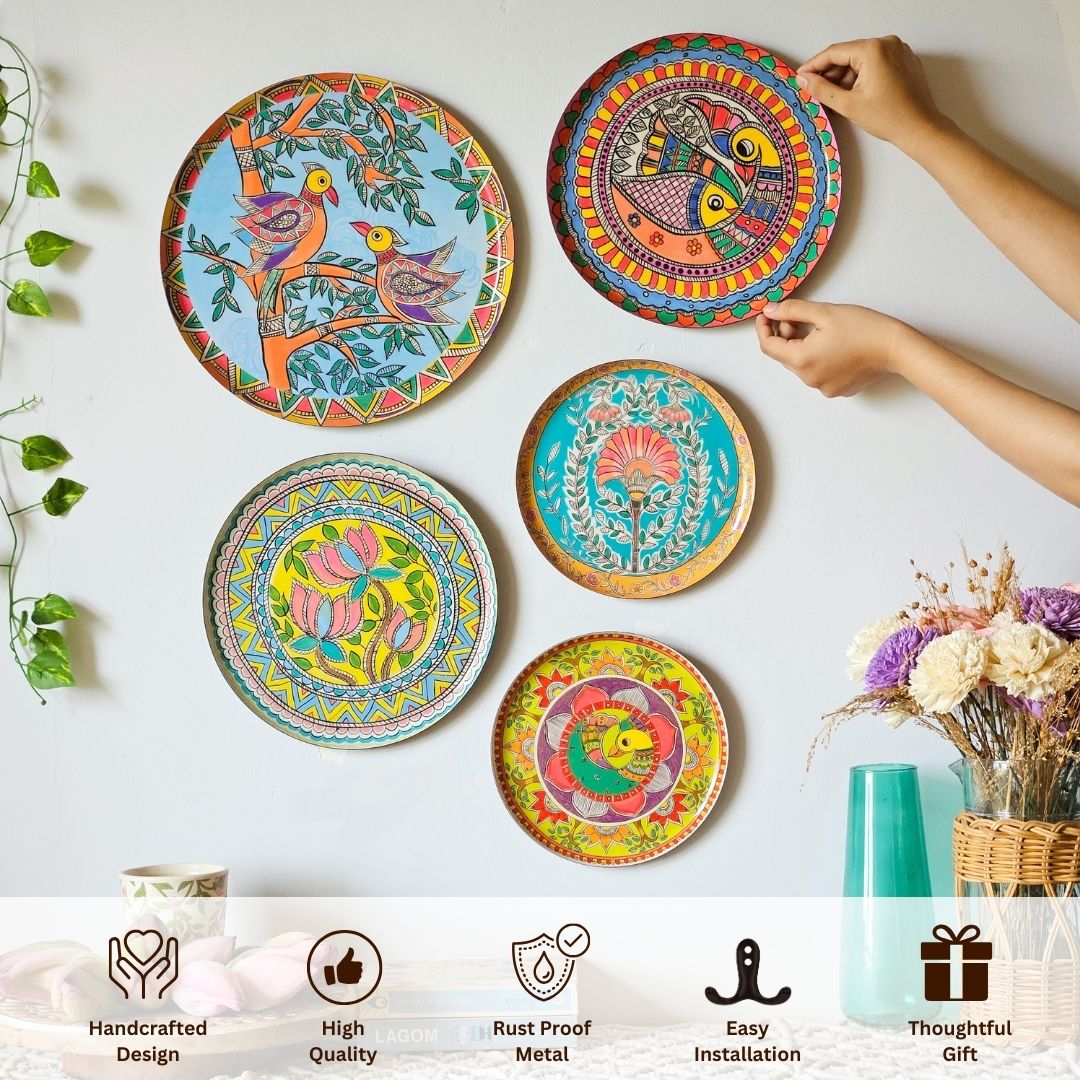 Madhubani Wall Plates- Set of 5
