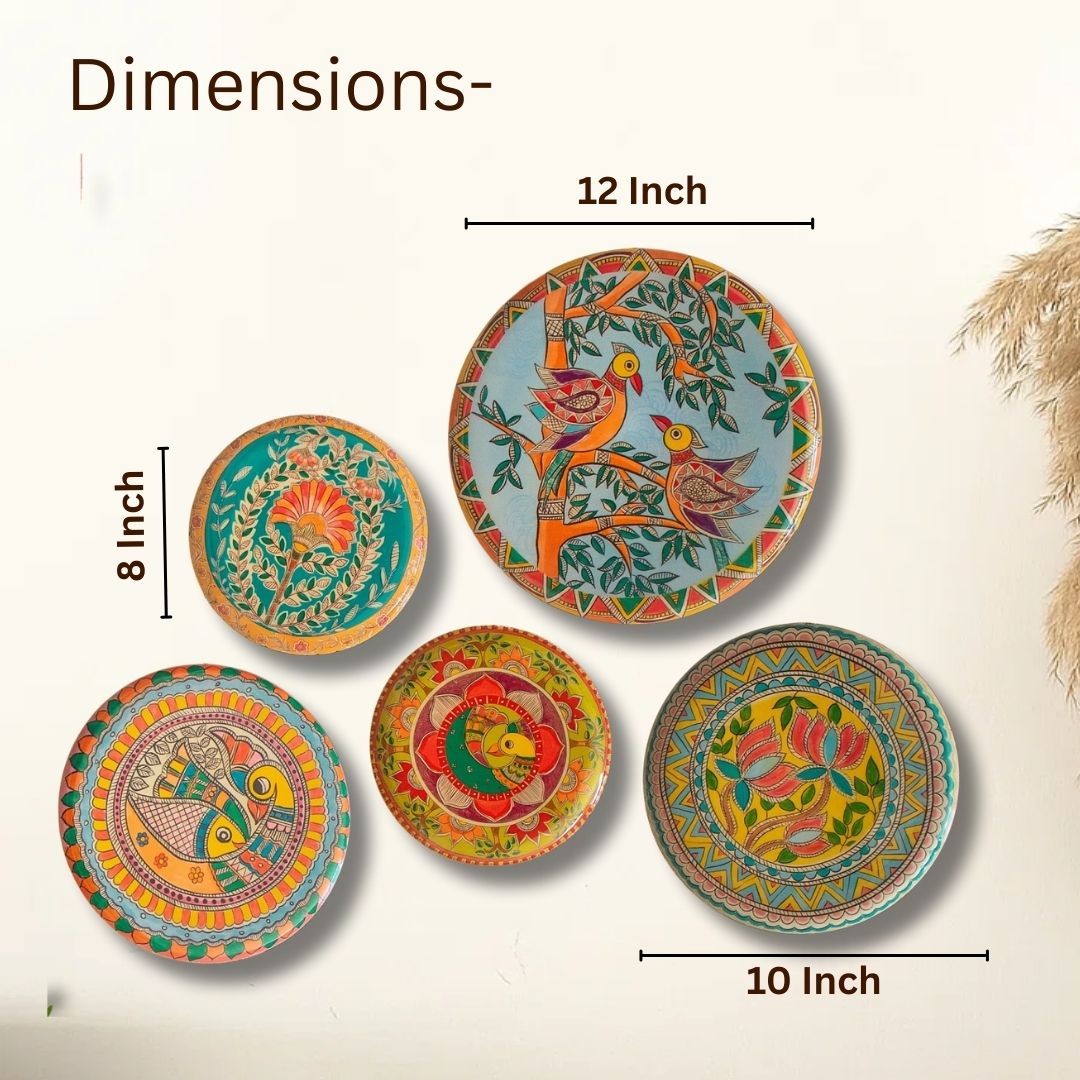 Madhubani Wall Plates- Set of 5