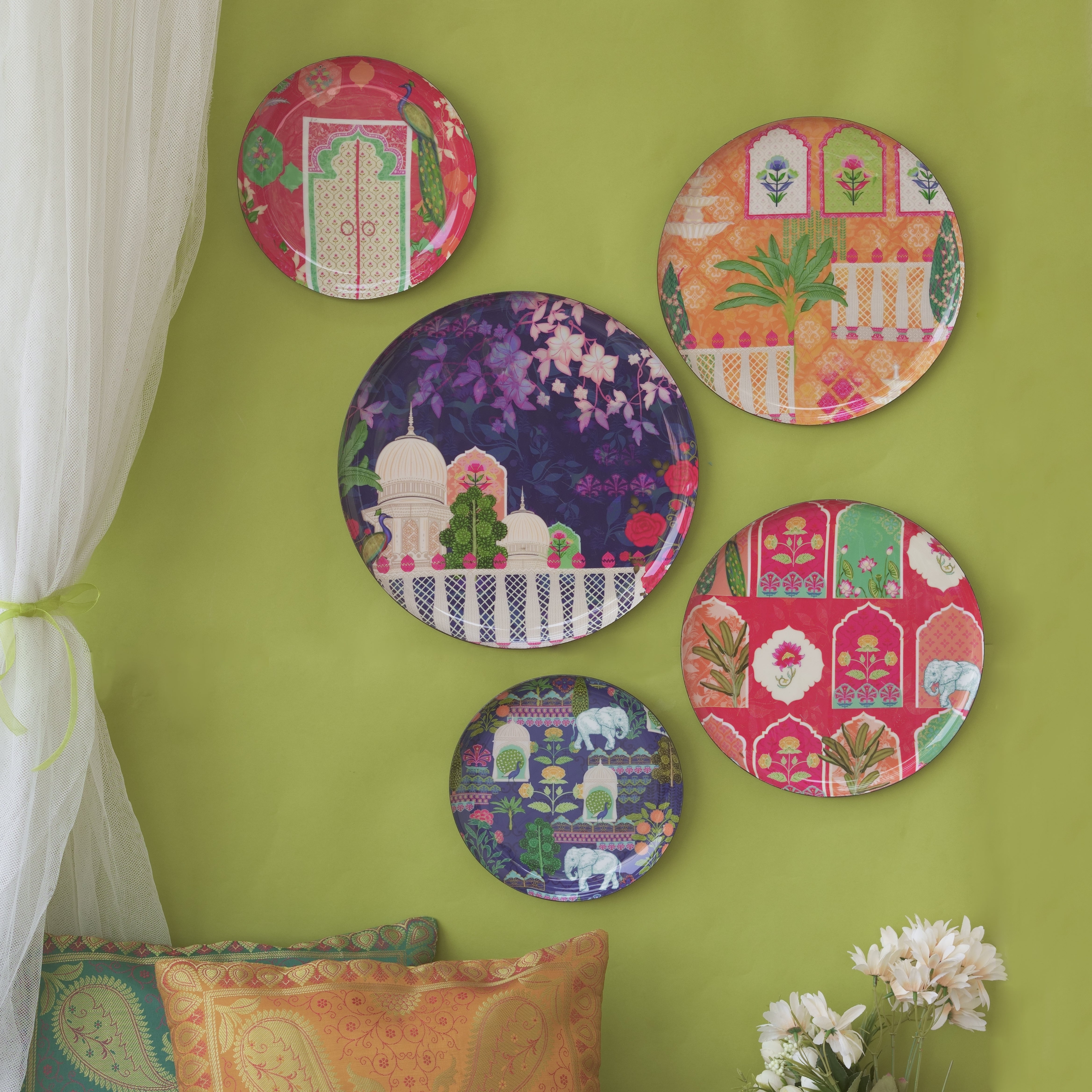Vintage India Wall Plates - Set of 5